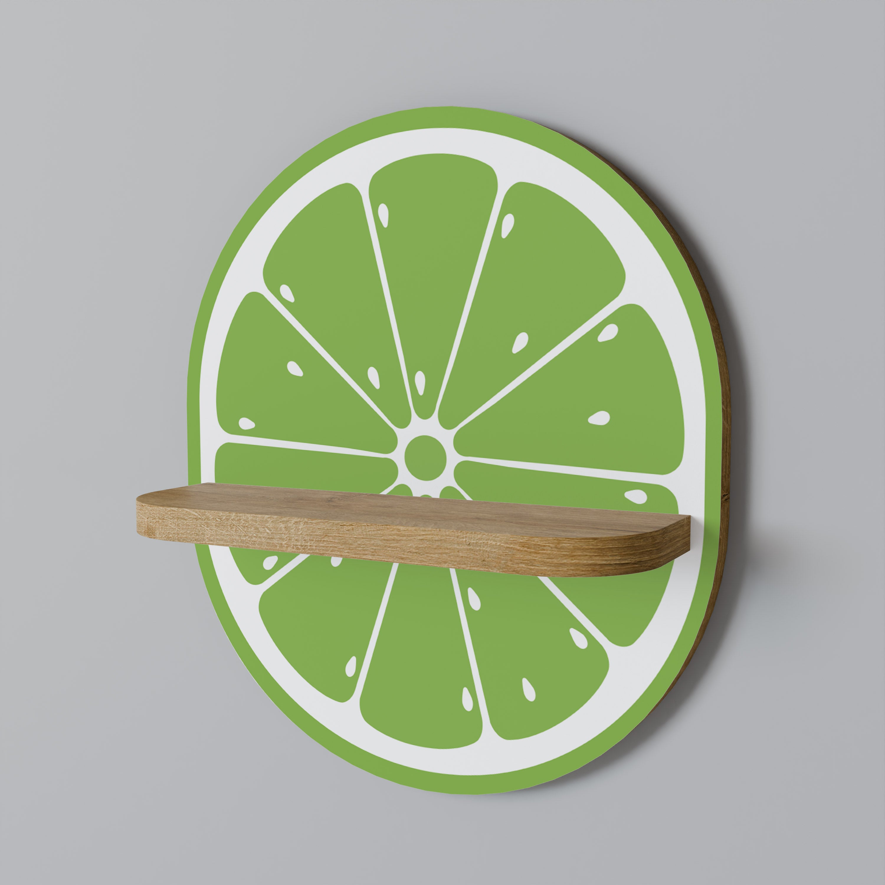 REFRESHING LIME Oval Art Shelf In Oak Effect