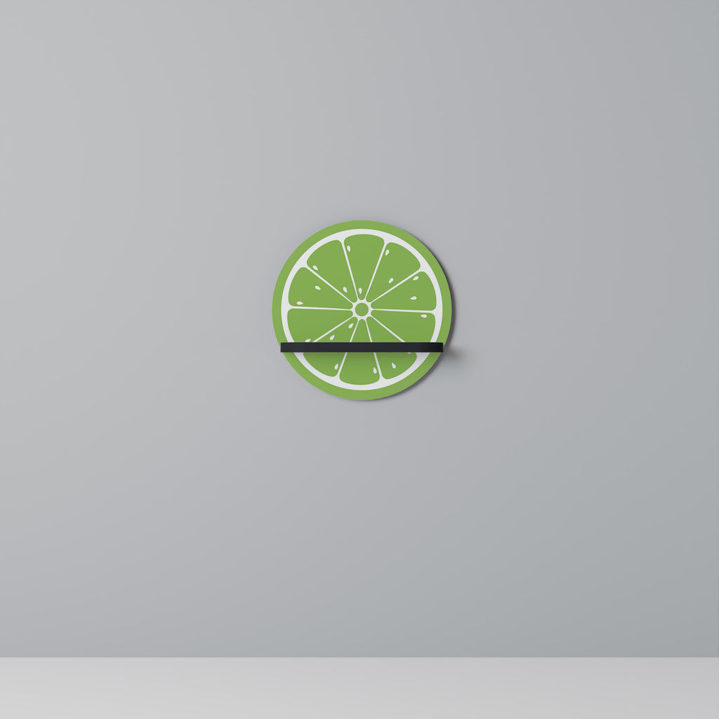 REFRESHING LIME Round Art Shelf In Black Finish