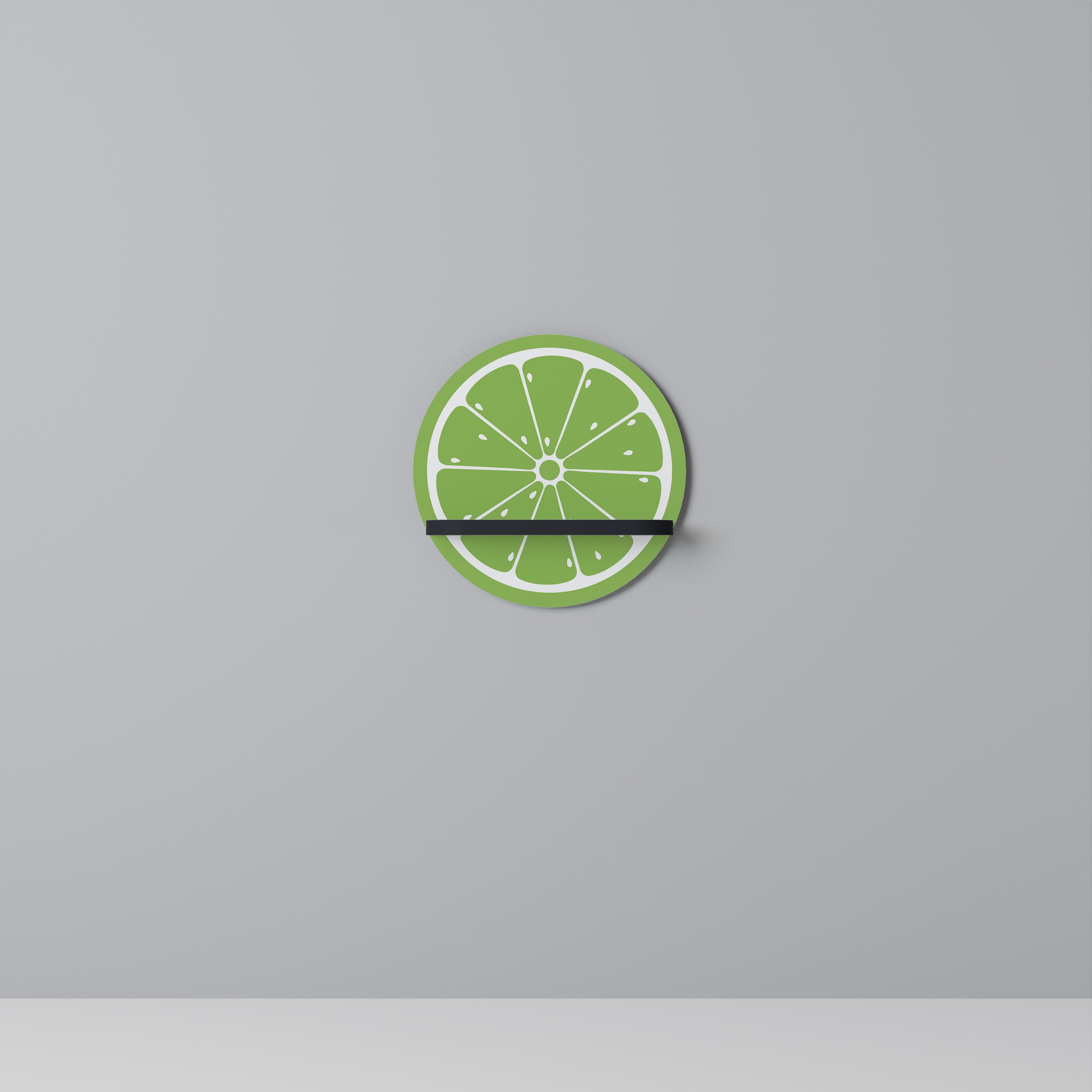 REFRESHING LIME Round Art Shelf In Black Finish