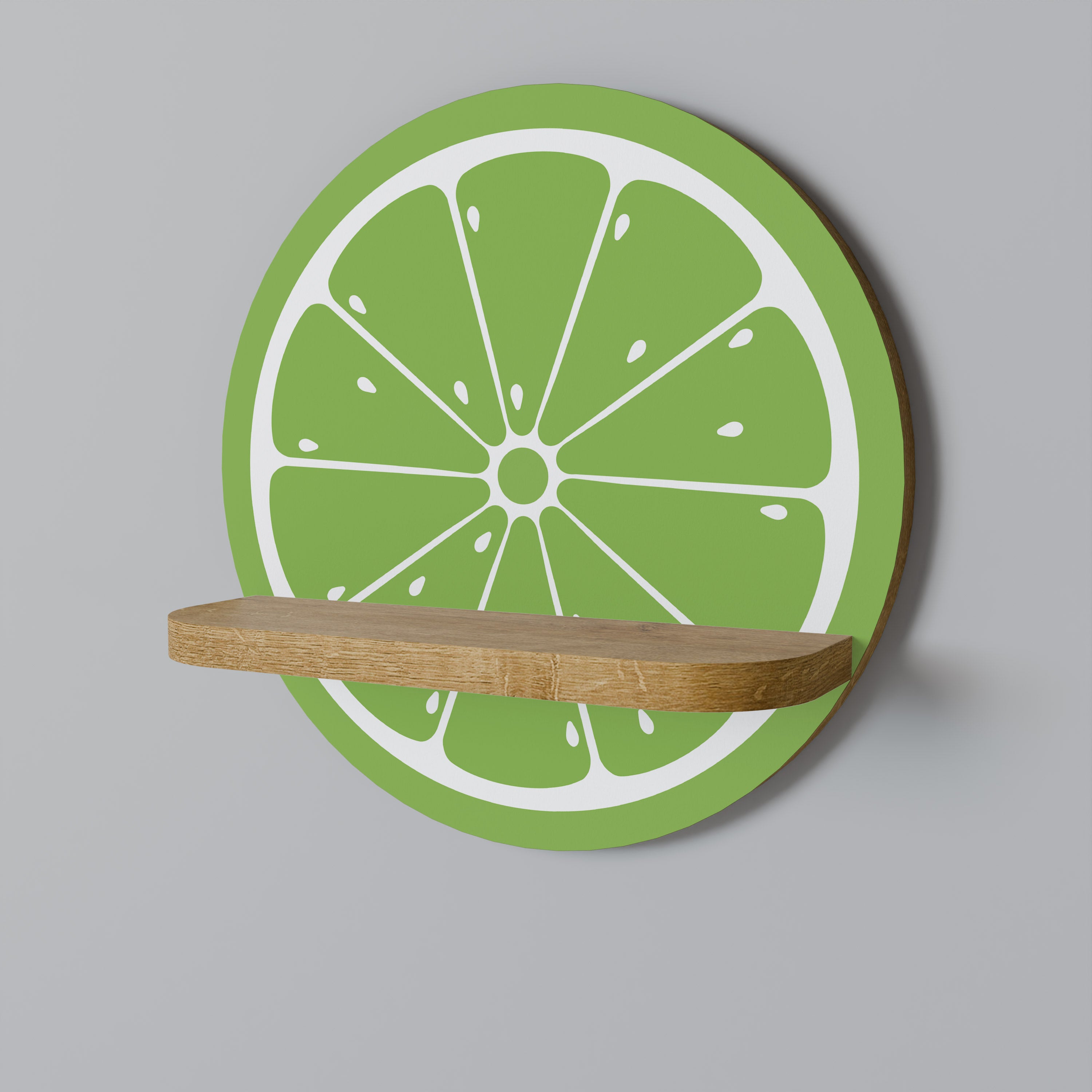 Estantería de arte redonda REFRESHING LIME con efecto roble