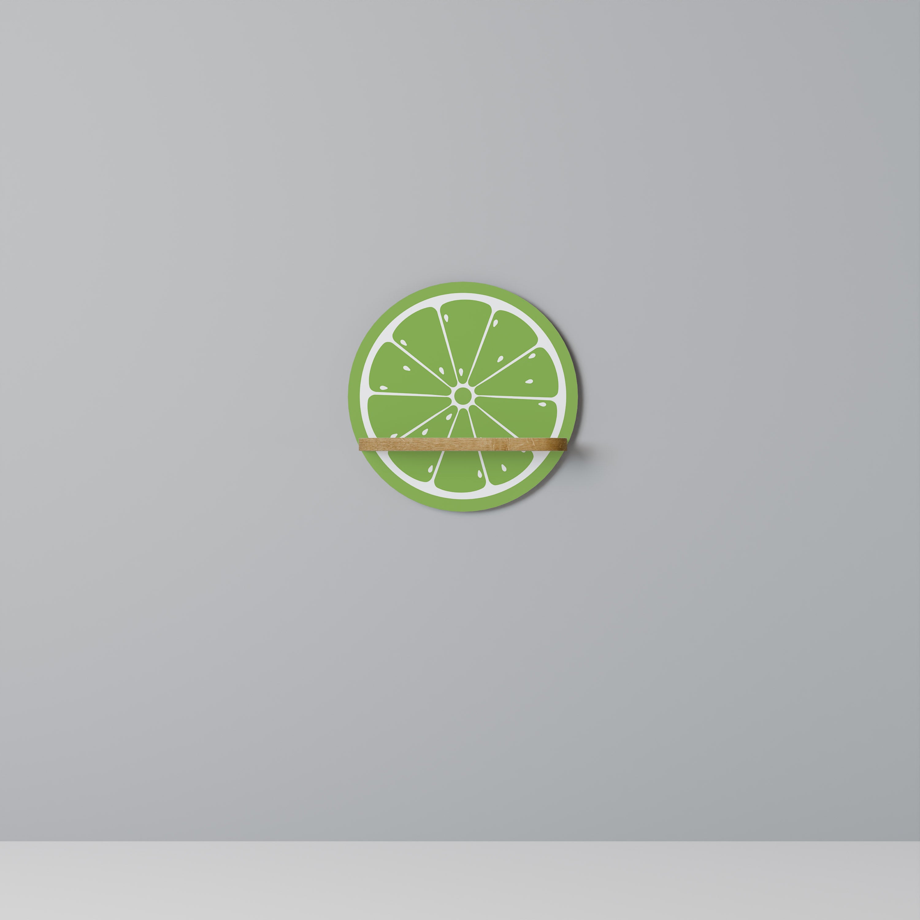 Estantería de arte redonda REFRESHING LIME con efecto roble
