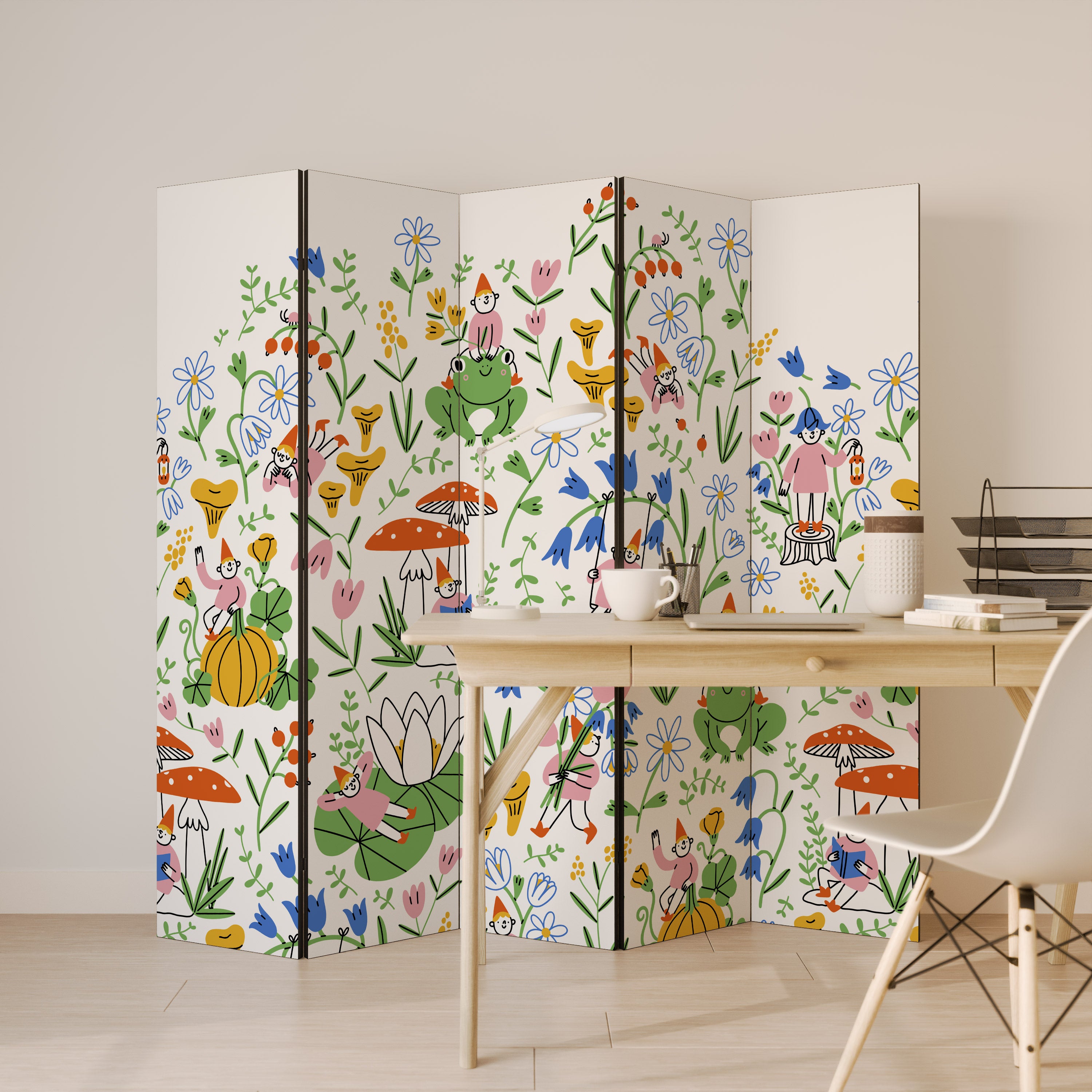 GARDEN GNOMES 5-Panel Room Divider