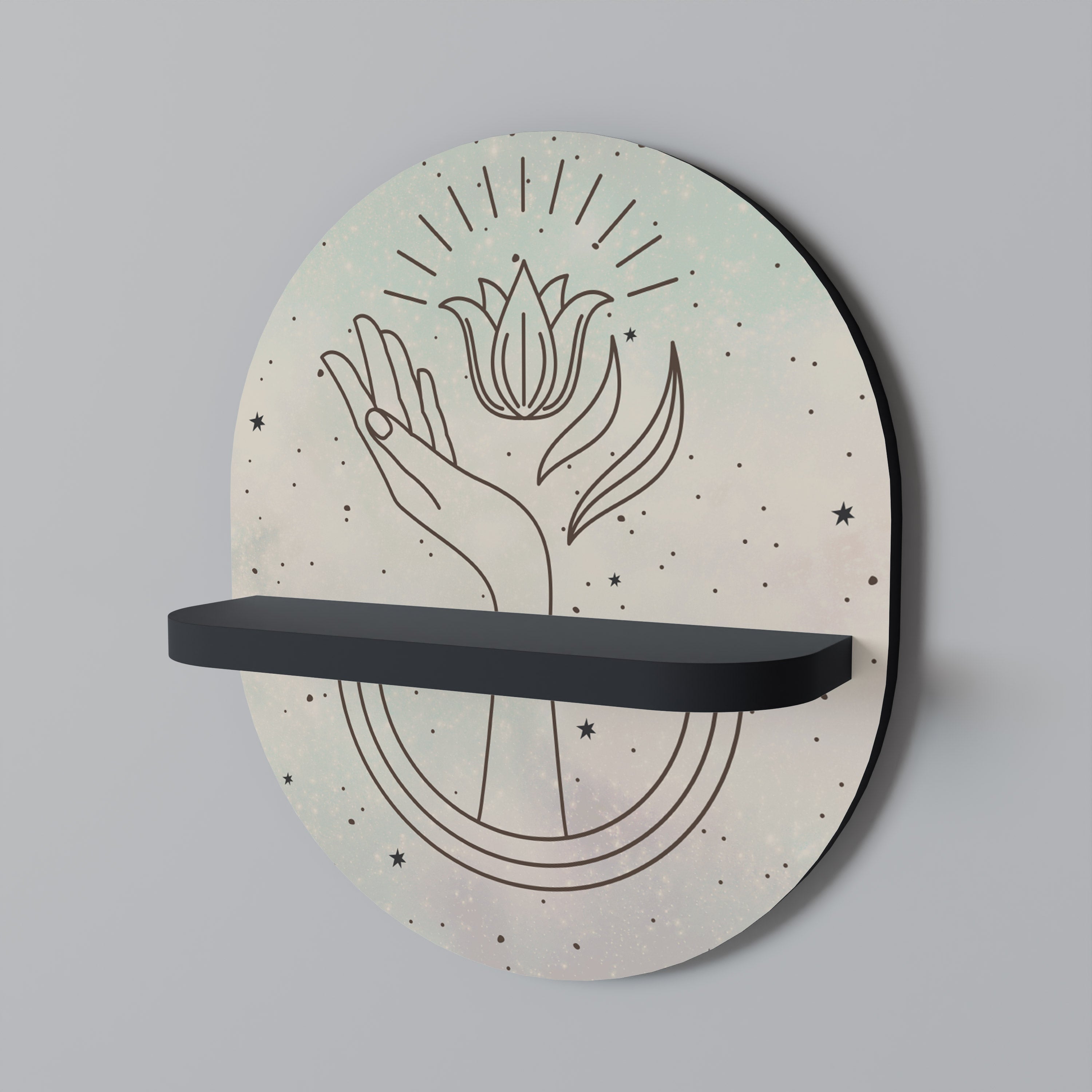 Estantería de arte ovalada DELICATE BEAUTY con acabado negro