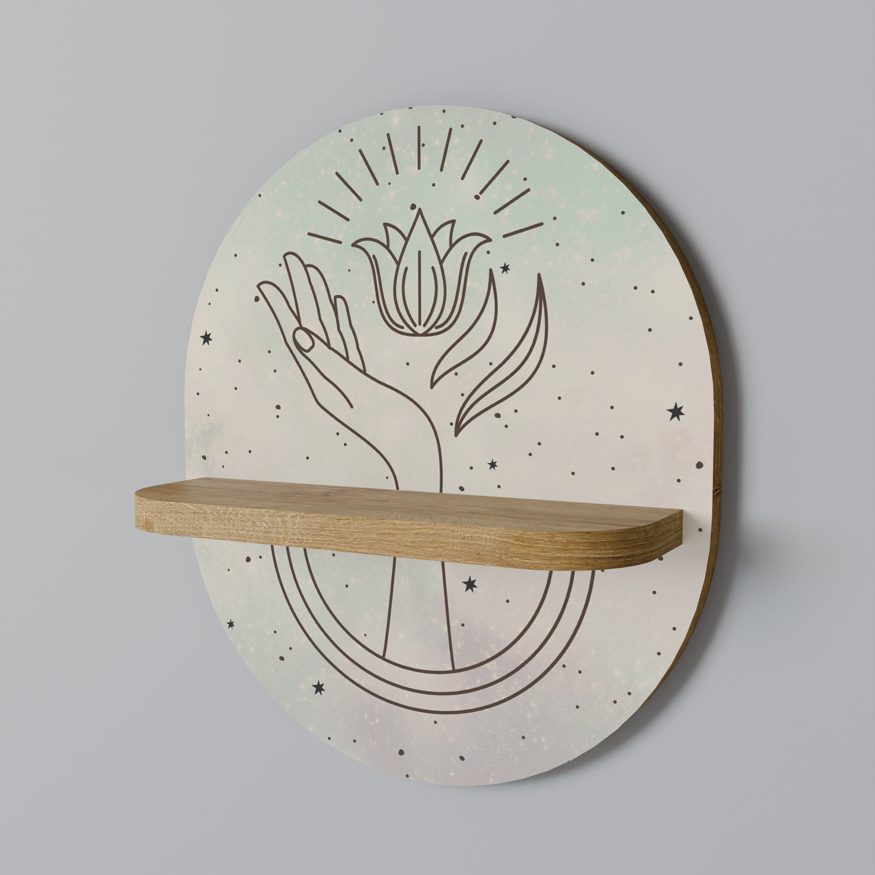 DELICATE BEAUTY Oval Art Shelf In Oak Effect