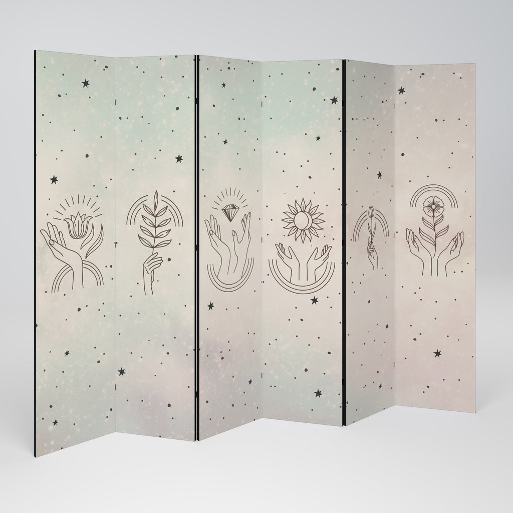 Biombo decorativo de 6 paneles DELICATE BEAUTY