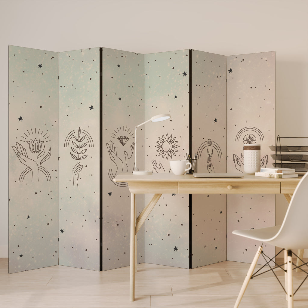 Biombo decorativo de 6 paneles DELICATE BEAUTY