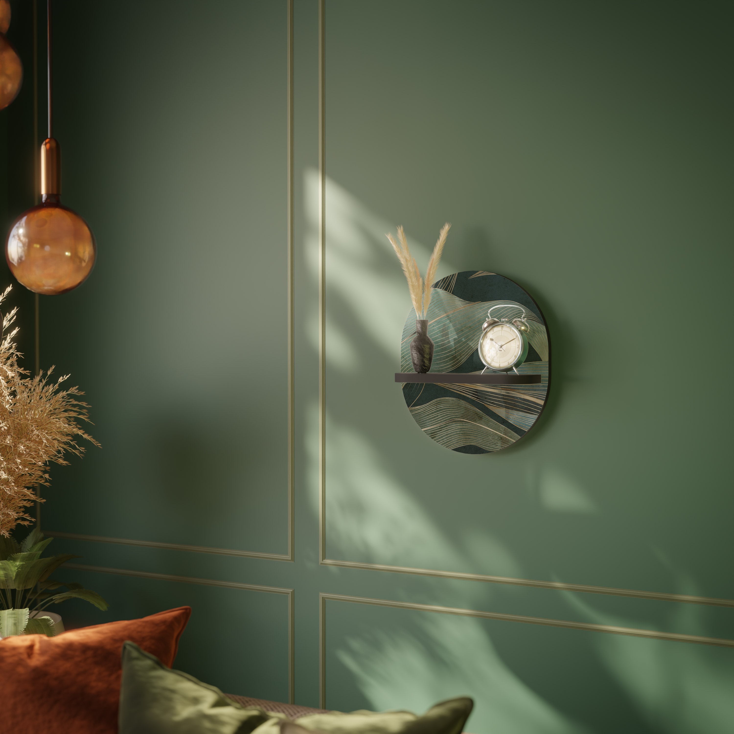 Estantería de arte ovalada ROYAL GREEN con acabado negro