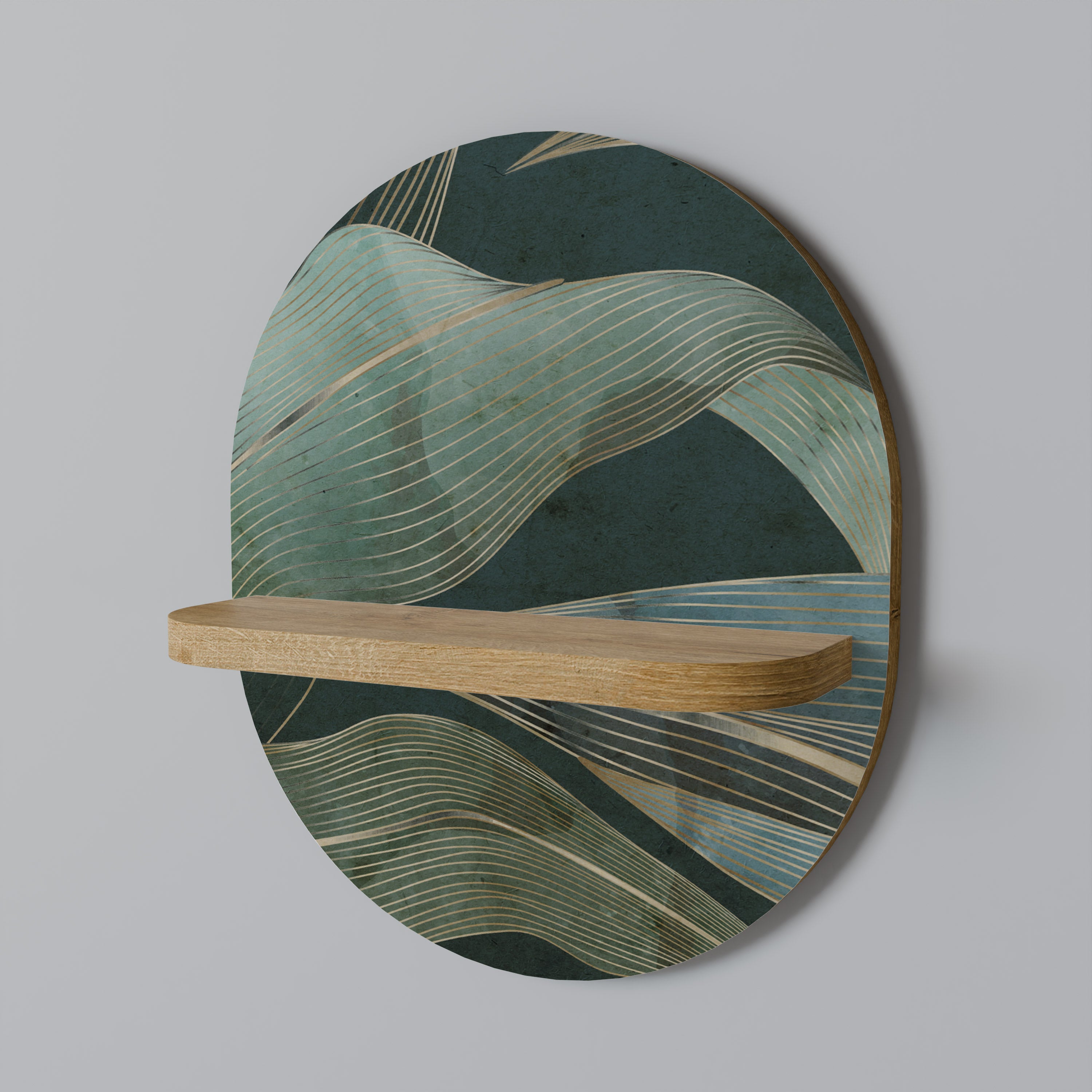 ROYAL GREEN Oval Art Shelf In Oak Effect