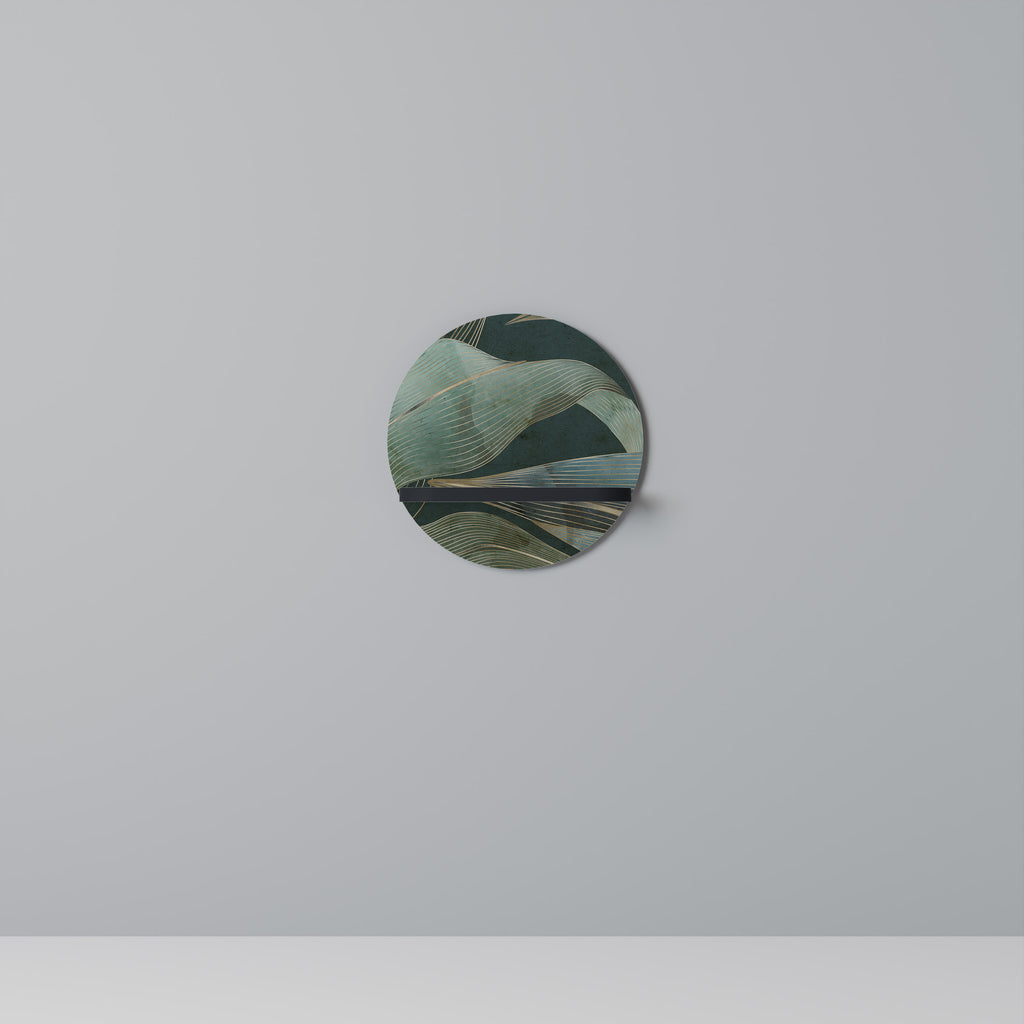 ROYAL GREEN Round Art Shelf In Black Finish
