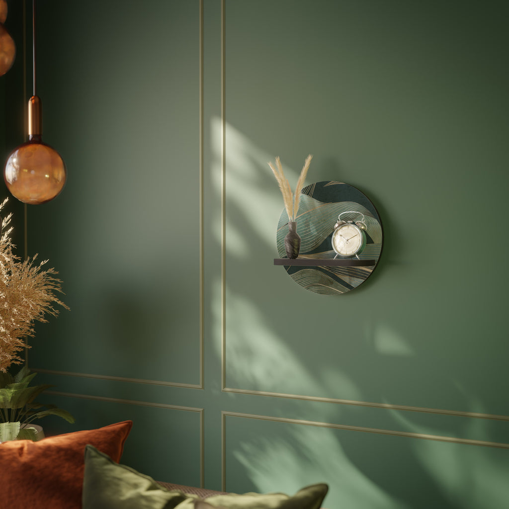 ROYAL GREEN Round Art Shelf In Black Finish
