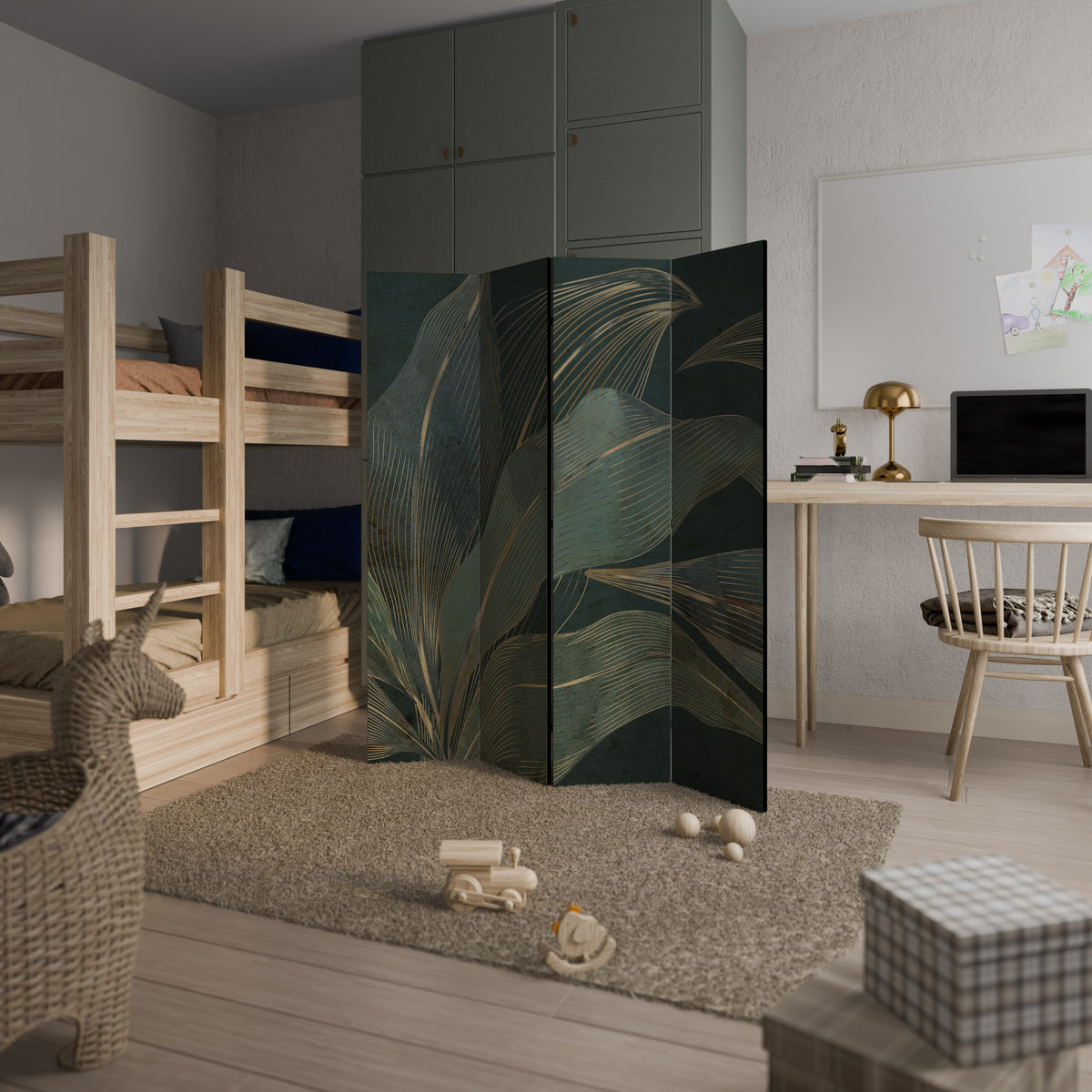 ROYAL GREEN Biombo de 4 paneles