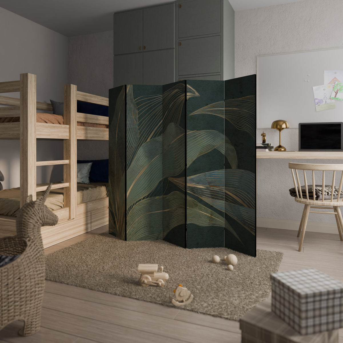 ROYAL GREEN Biombo de 5 paneles