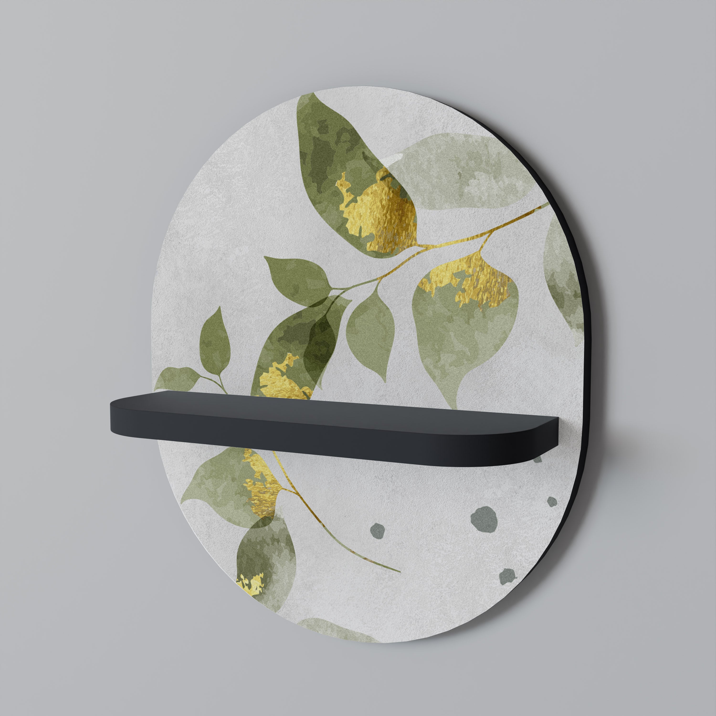 Estantería de arte ovalada ELEGANT BOTANICS con acabado negro