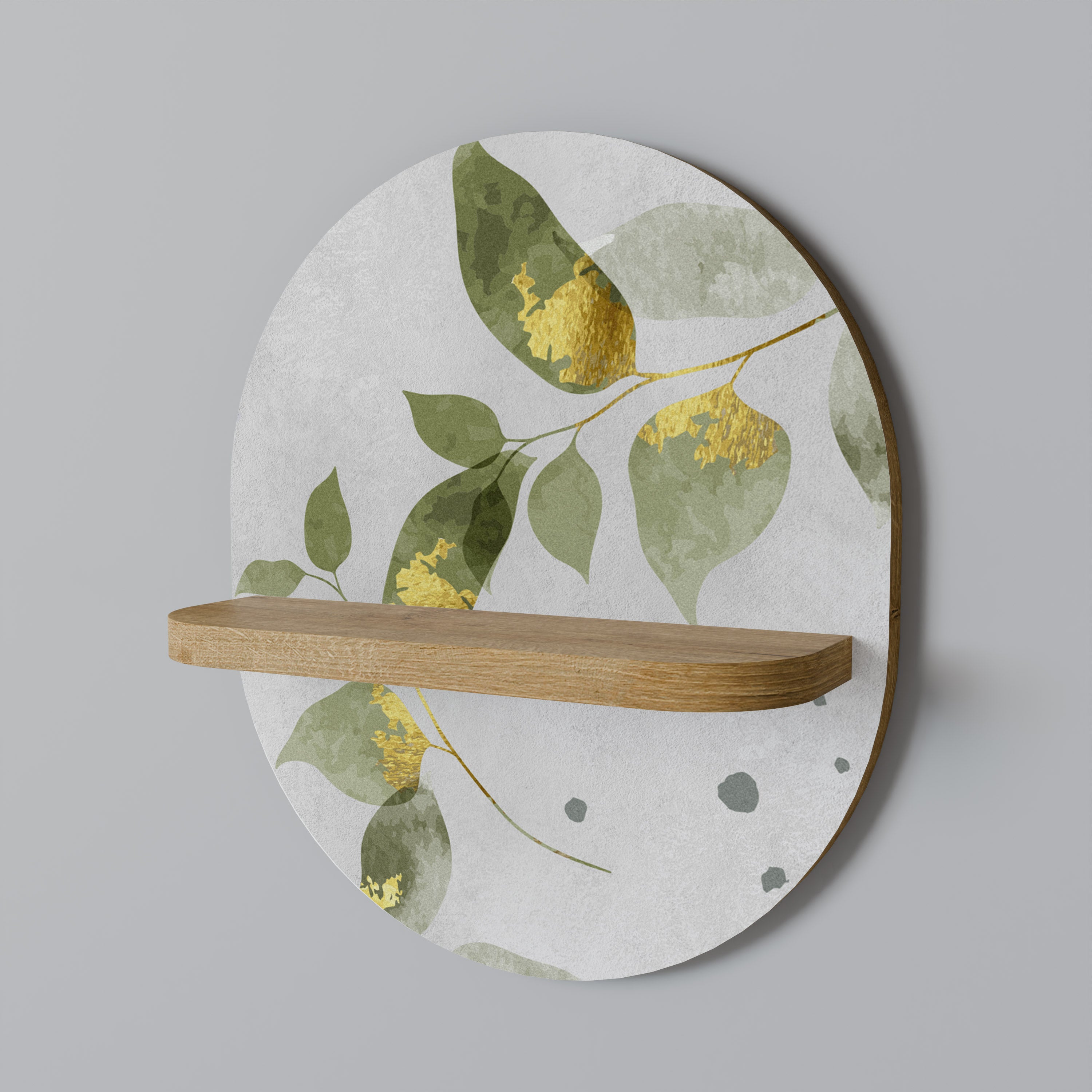 ELEGANT BOTANICS Oval Art Shelf In Oak Effect