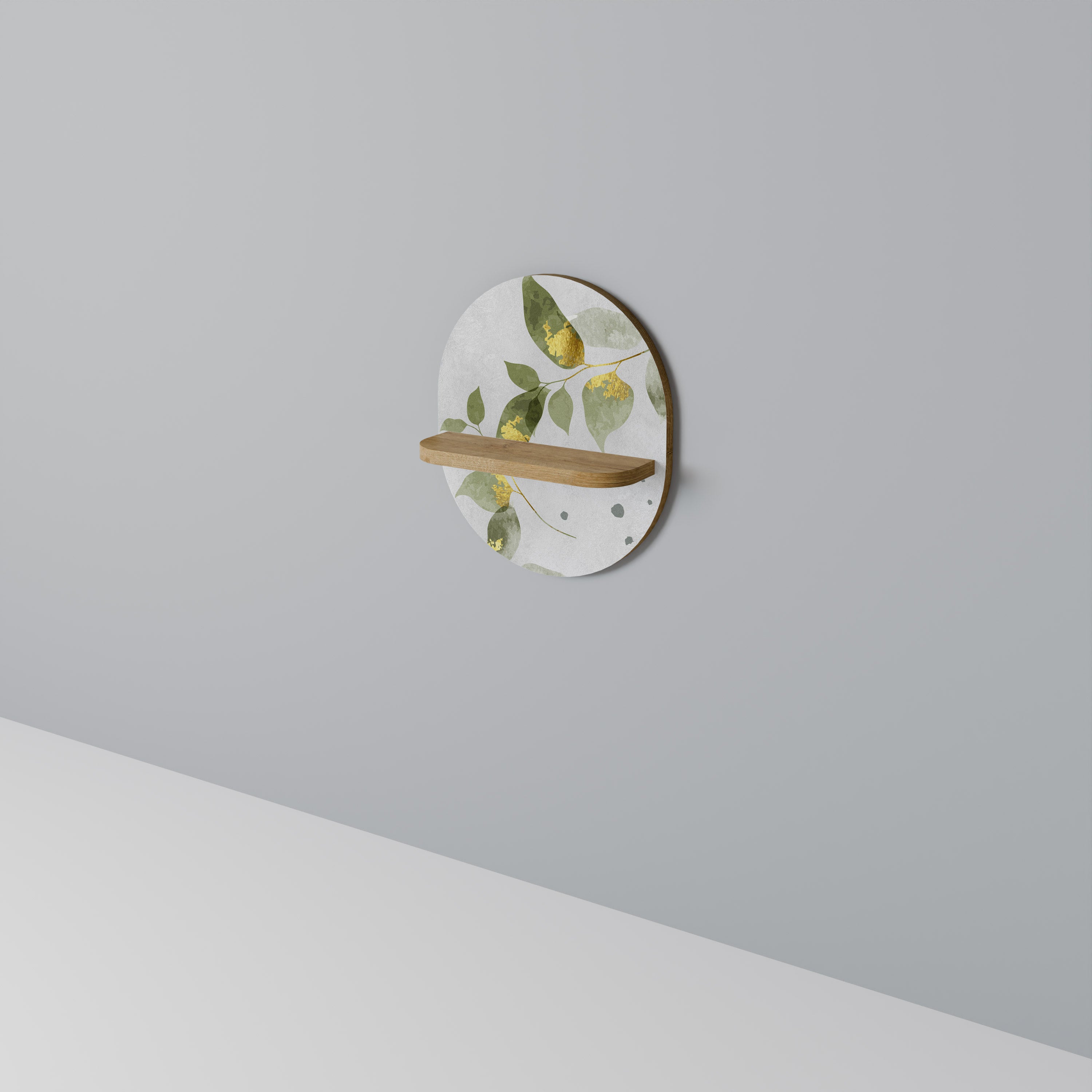 ELEGANT BOTANICS Oval Art Shelf In Oak Effect