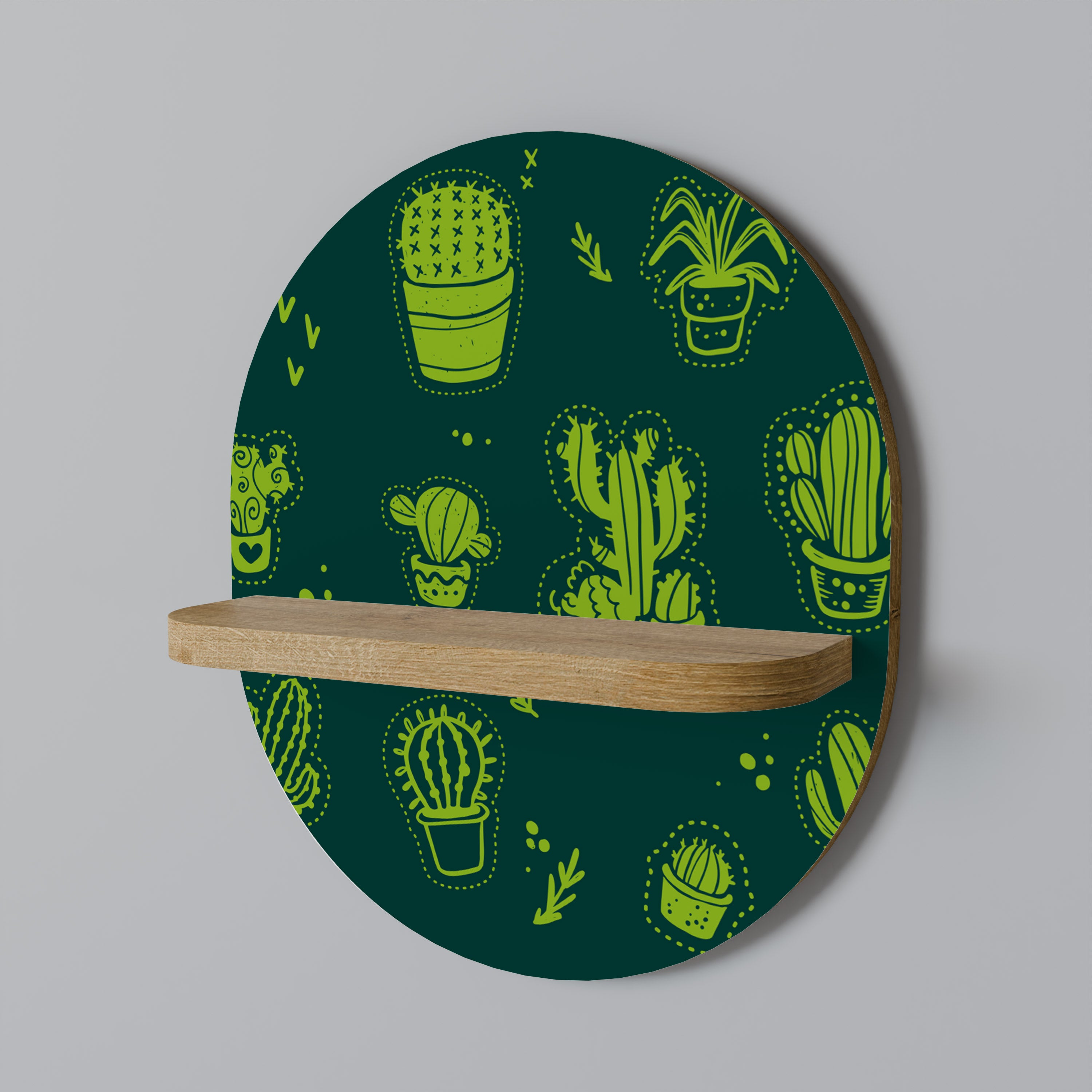 DESERT GREEN Oval Art Shelf In Oak Effect