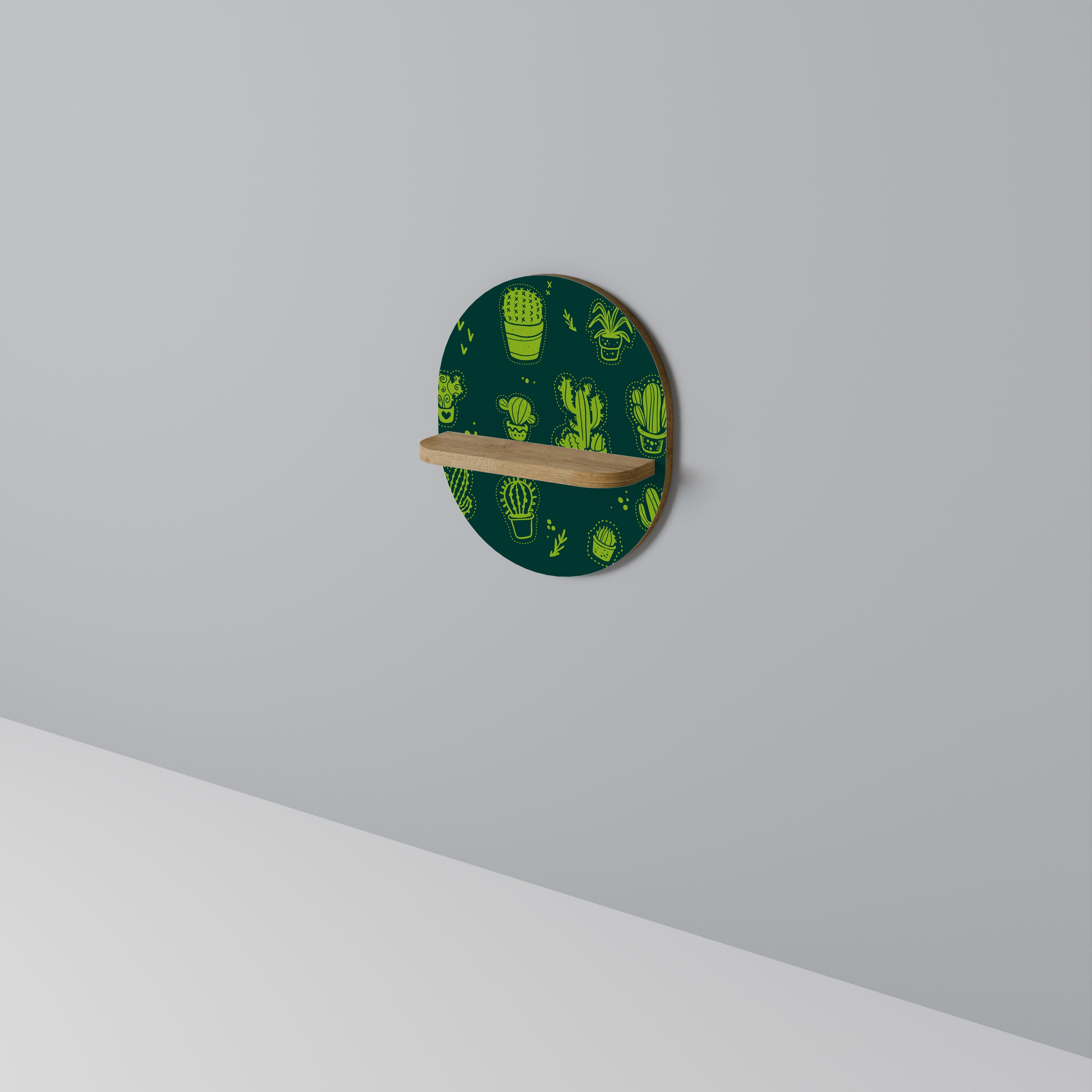 DESERT GREEN Oval Art Shelf In Oak Effect