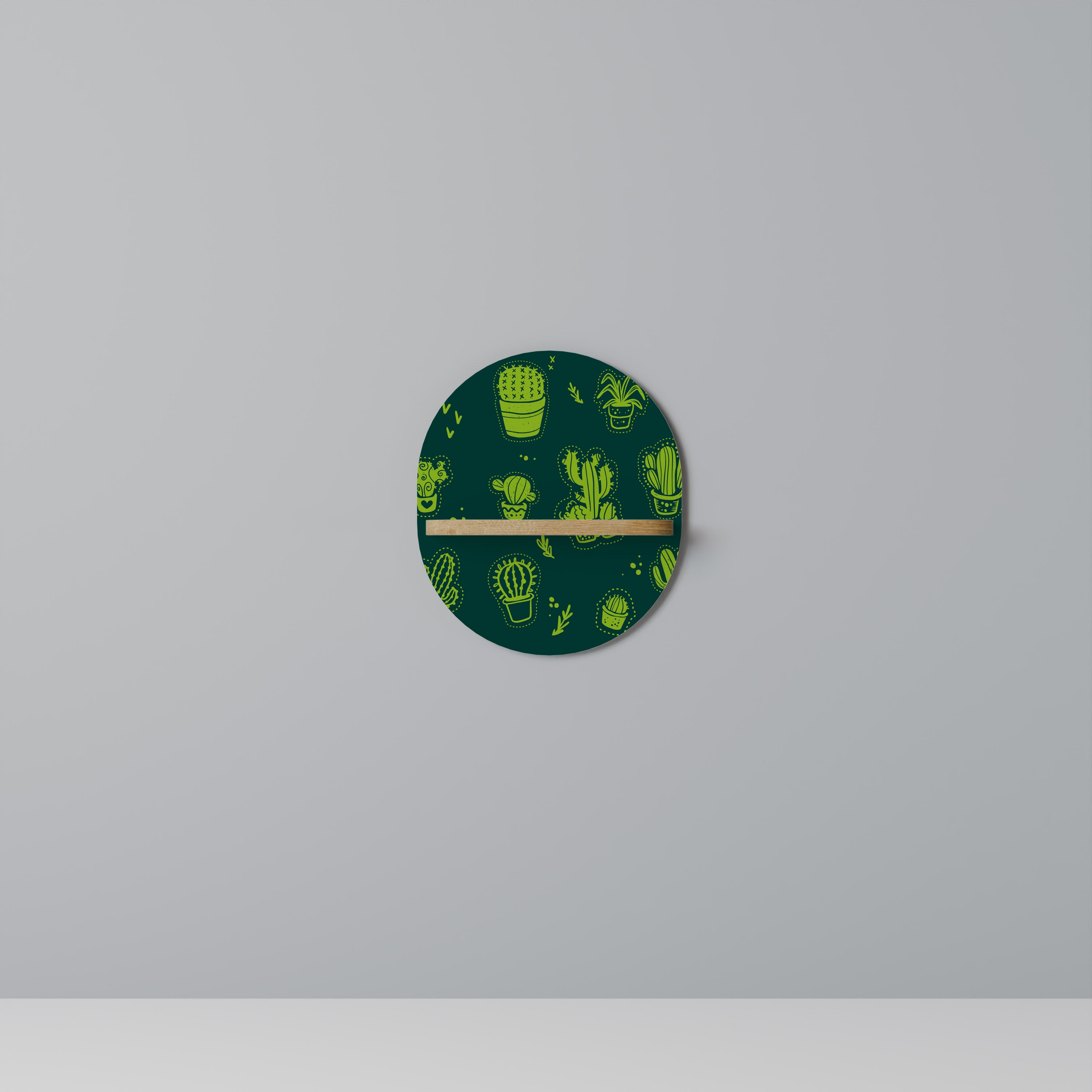 DESERT GREEN Oval Art Shelf In Oak Effect