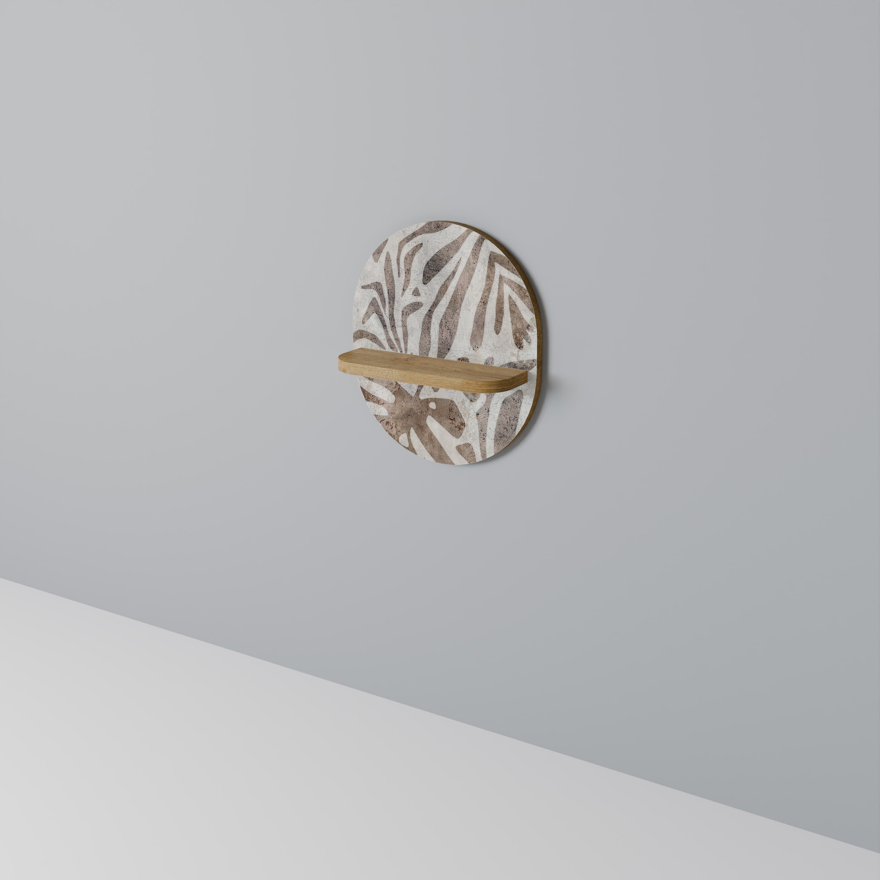 PASSING TIME Oval Art Shelf In Oak Effect