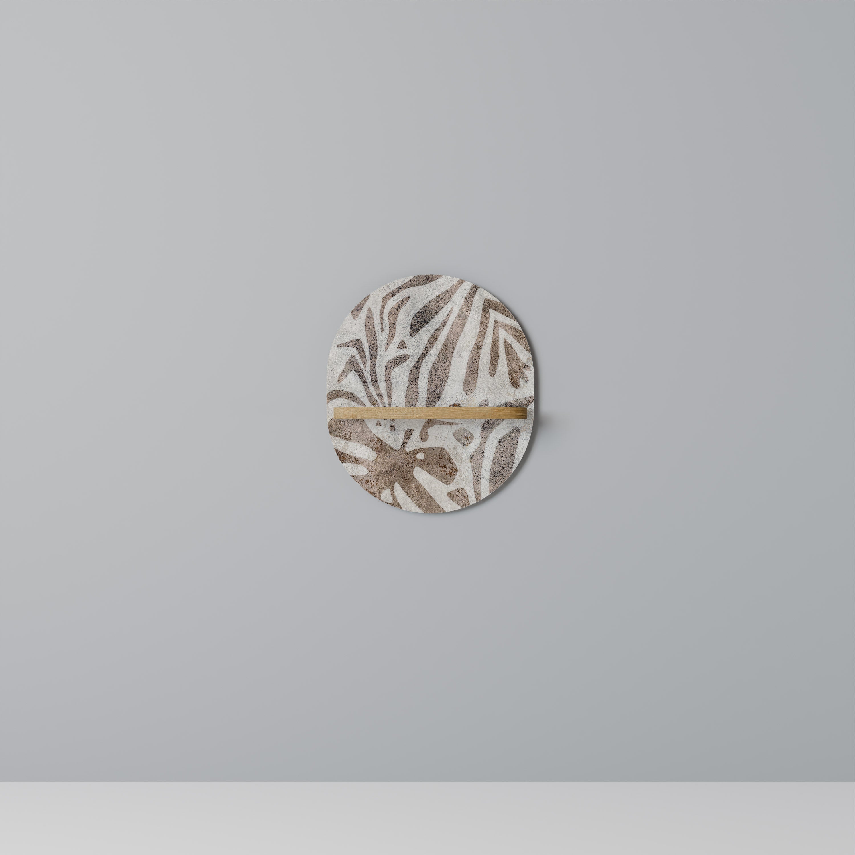 PASSING TIME Oval Art Shelf In Oak Effect