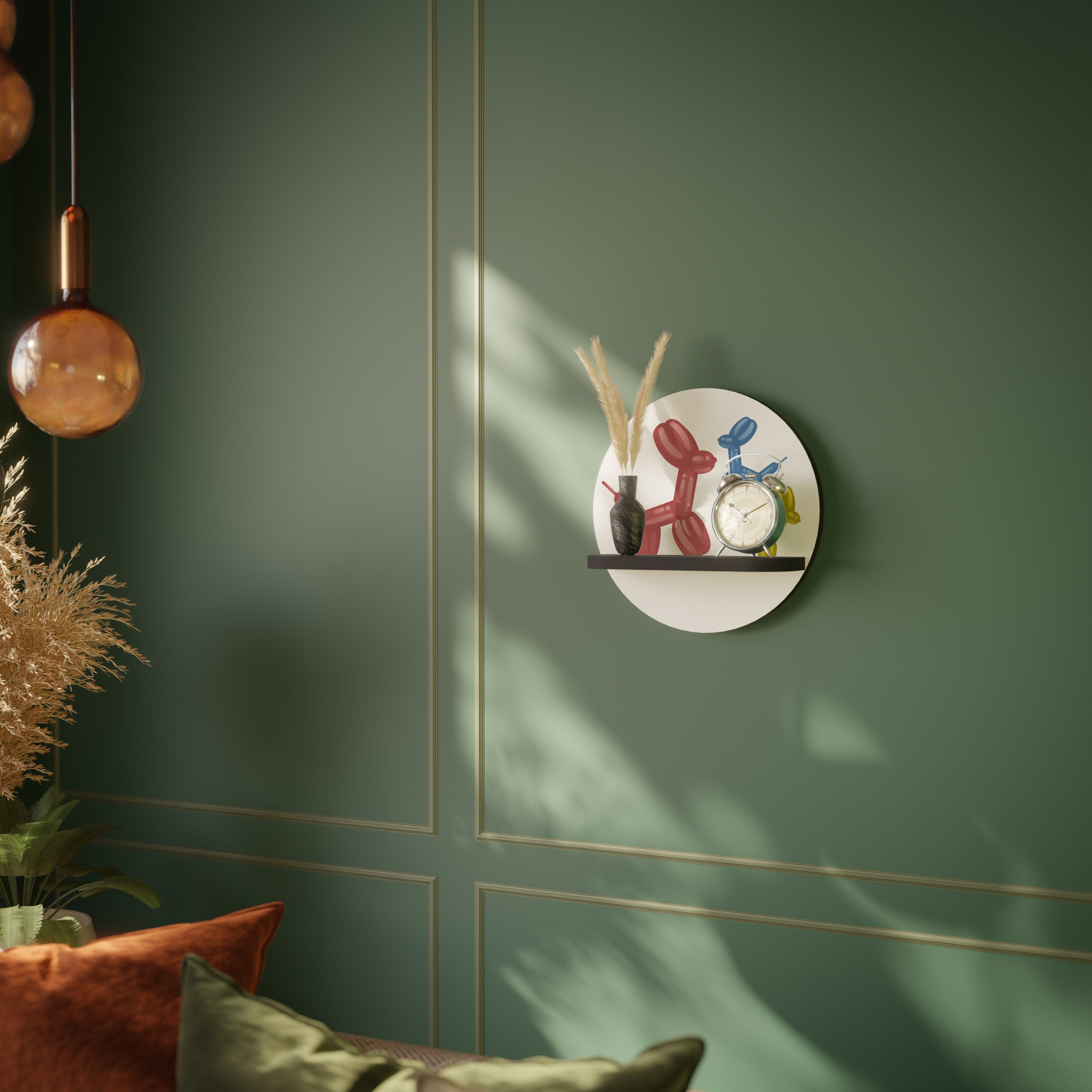 CHILDHOOD MEMORY Round Art Shelf In Black Finish