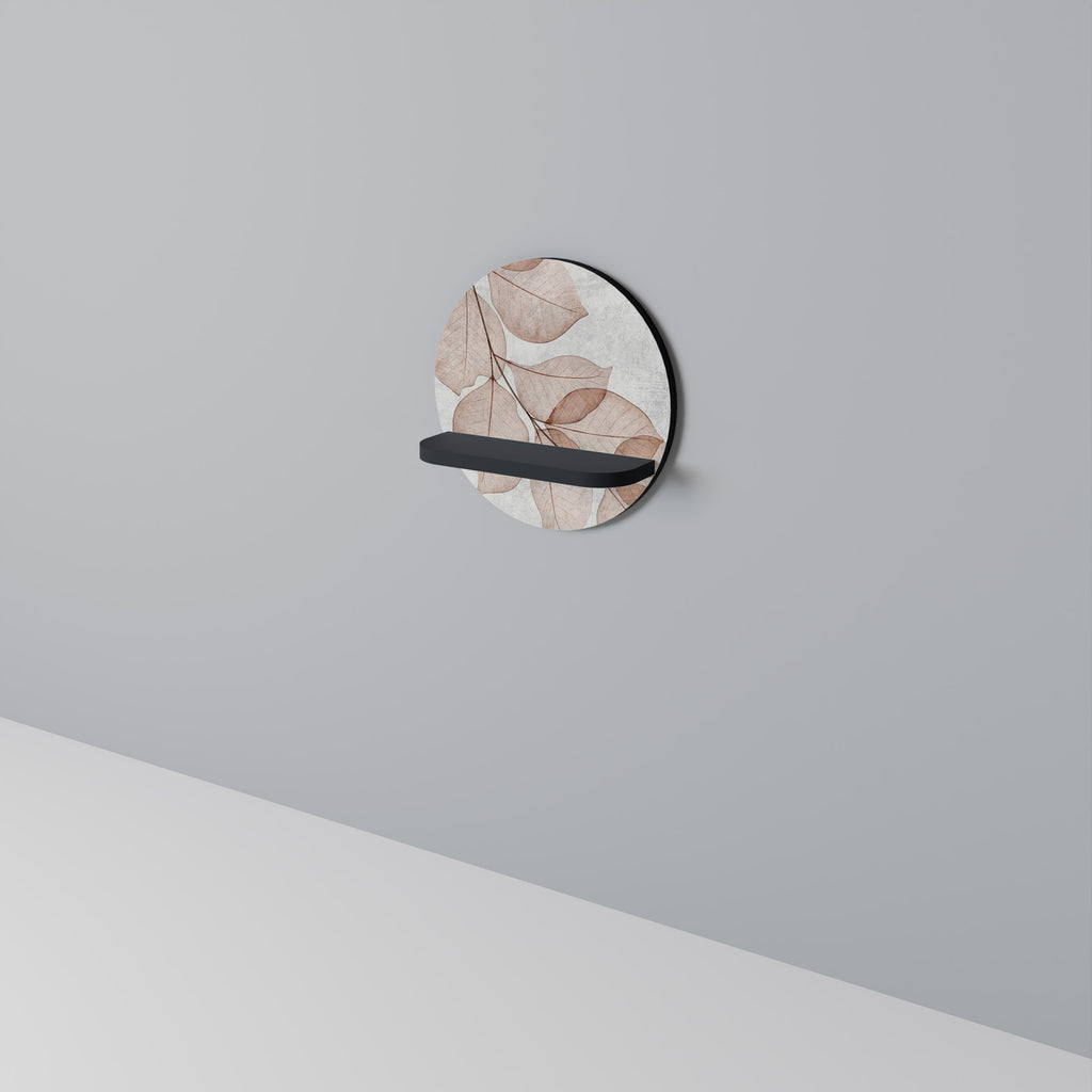 AUTUMN FRAGILITY Round Art Shelf In Black Finish