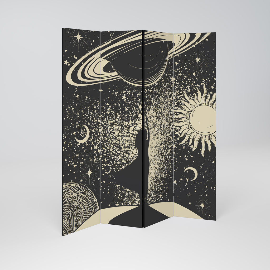 Biombo decorativo de 4 paneles MYSTIC UNIVERSE