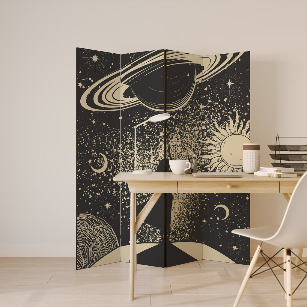 Biombo decorativo de 4 paneles MYSTIC UNIVERSE