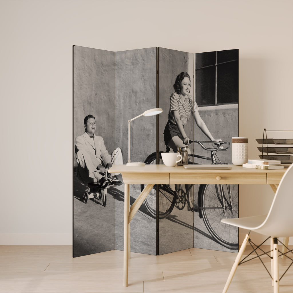 Biombo decorativo de 4 paneles HAPPY JOURNEY