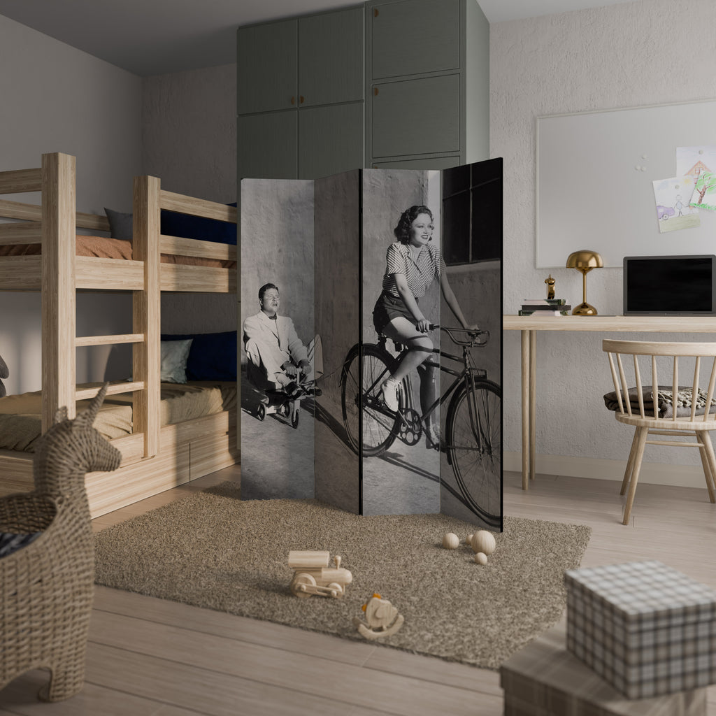 Biombo decorativo de 4 paneles HAPPY JOURNEY