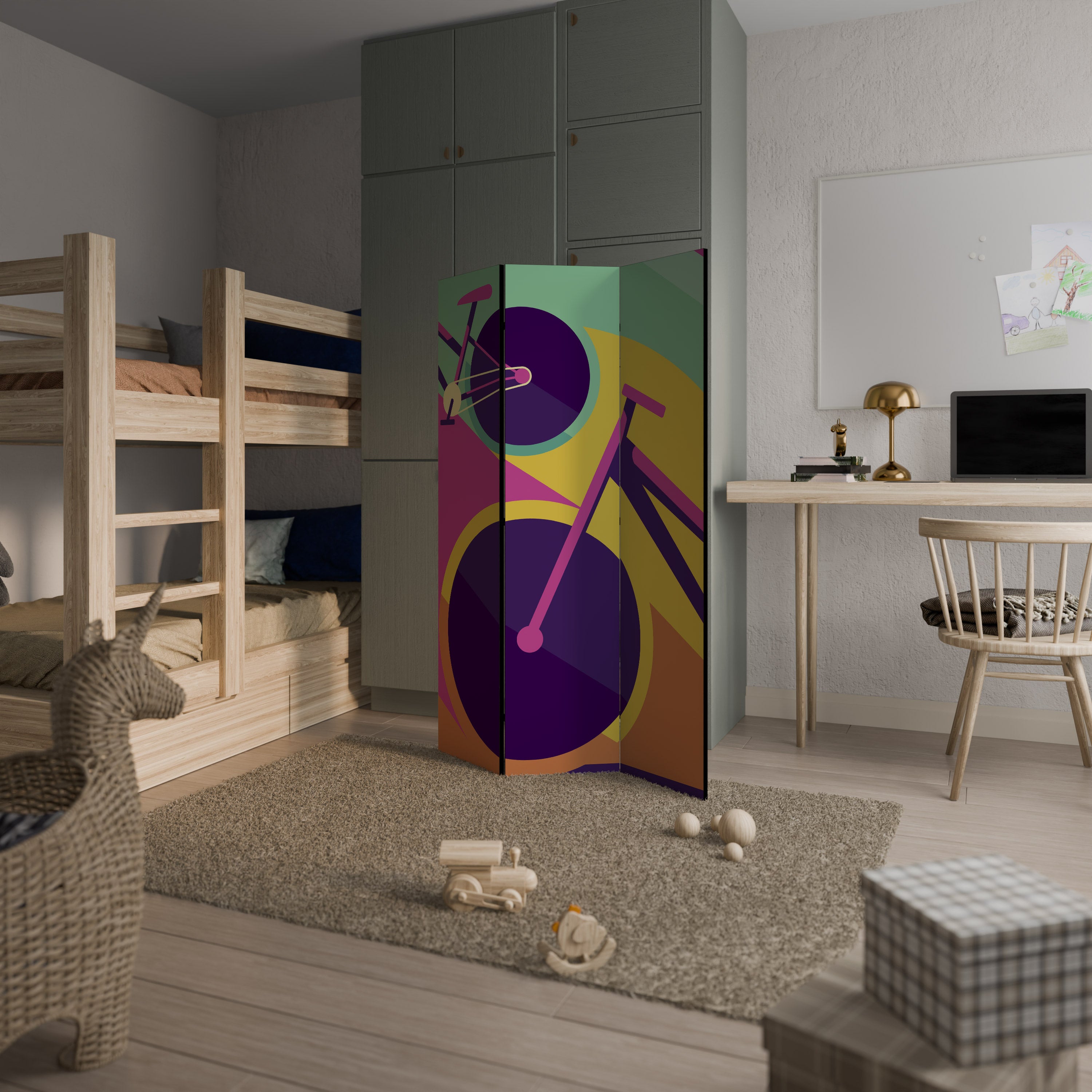BIKE DREAMS 3-Panel Room Divider
