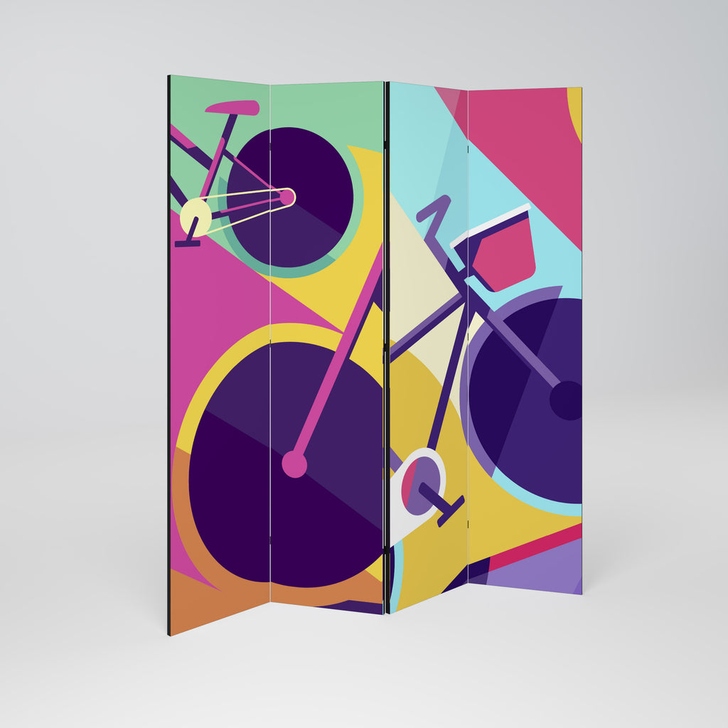 Biombo decorativo de 4 paneles BIKE DREAMS