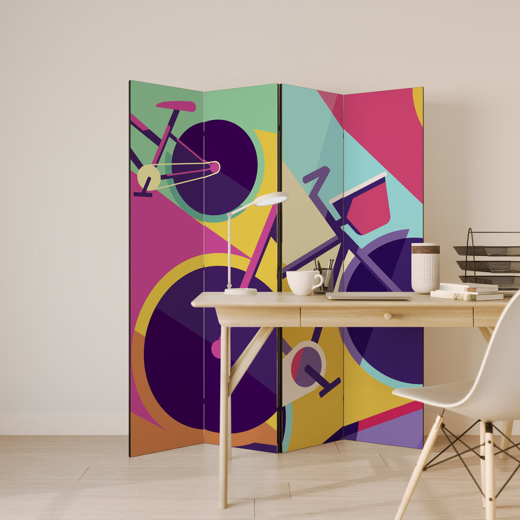 Biombo decorativo de 4 paneles BIKE DREAMS