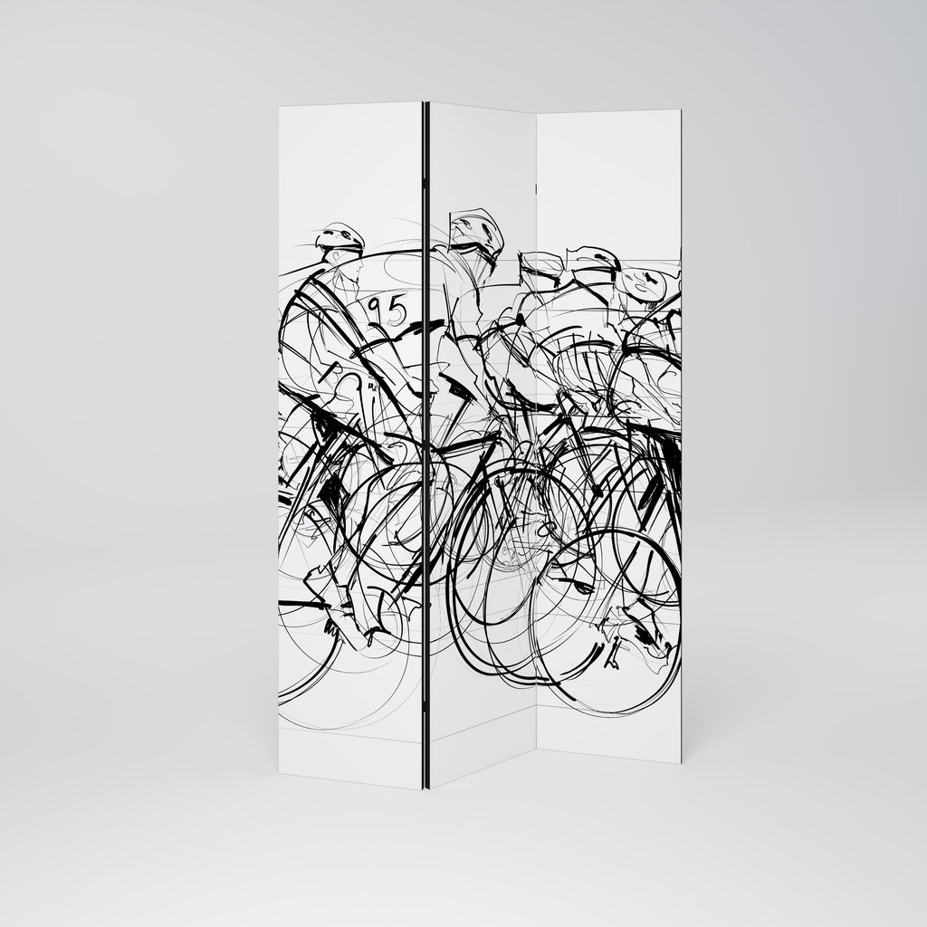 CYCLING COMPETITION Decorative 3-Panel Room Divider