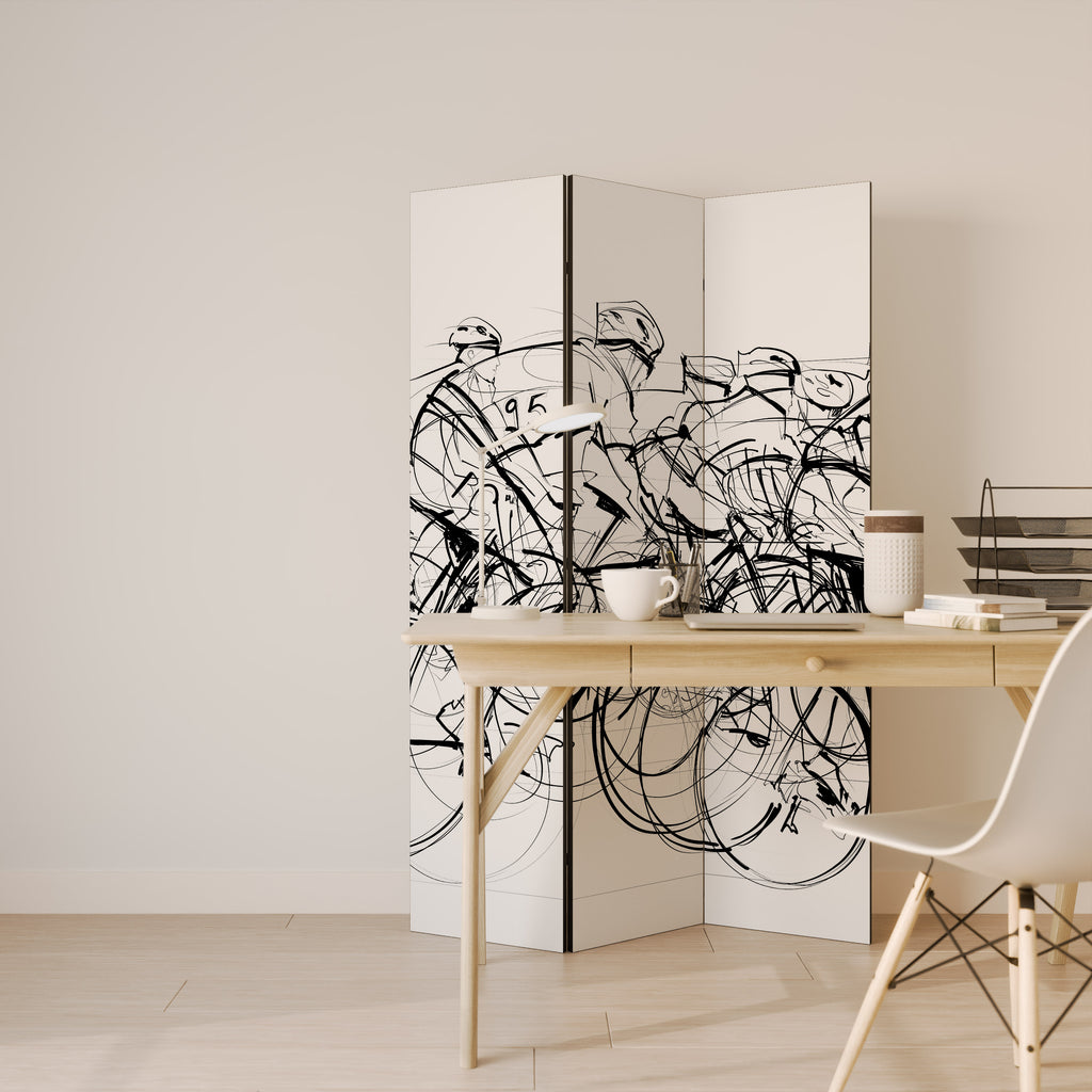 CYCLING COMPETITION Decorative 3-Panel Room Divider