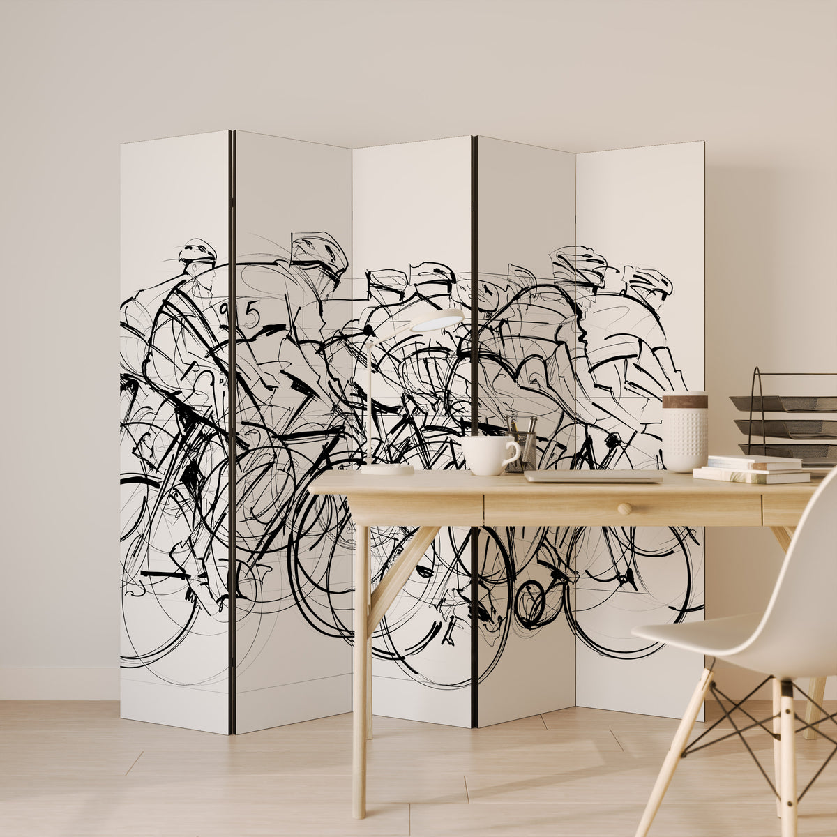 CYCLING COMPETITION Biombo de 5 paneles