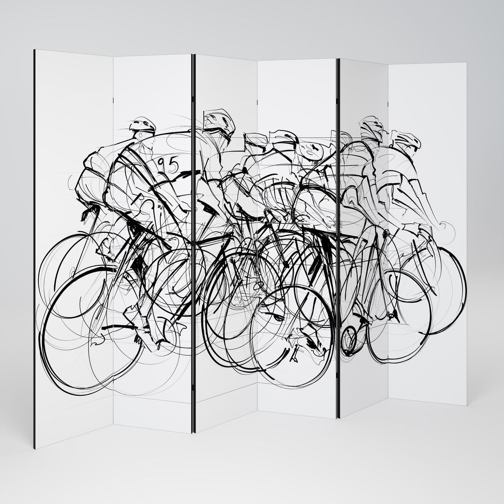 Biombo decorativo de 6 paneles COMPETICIÓN DE CICLISMO