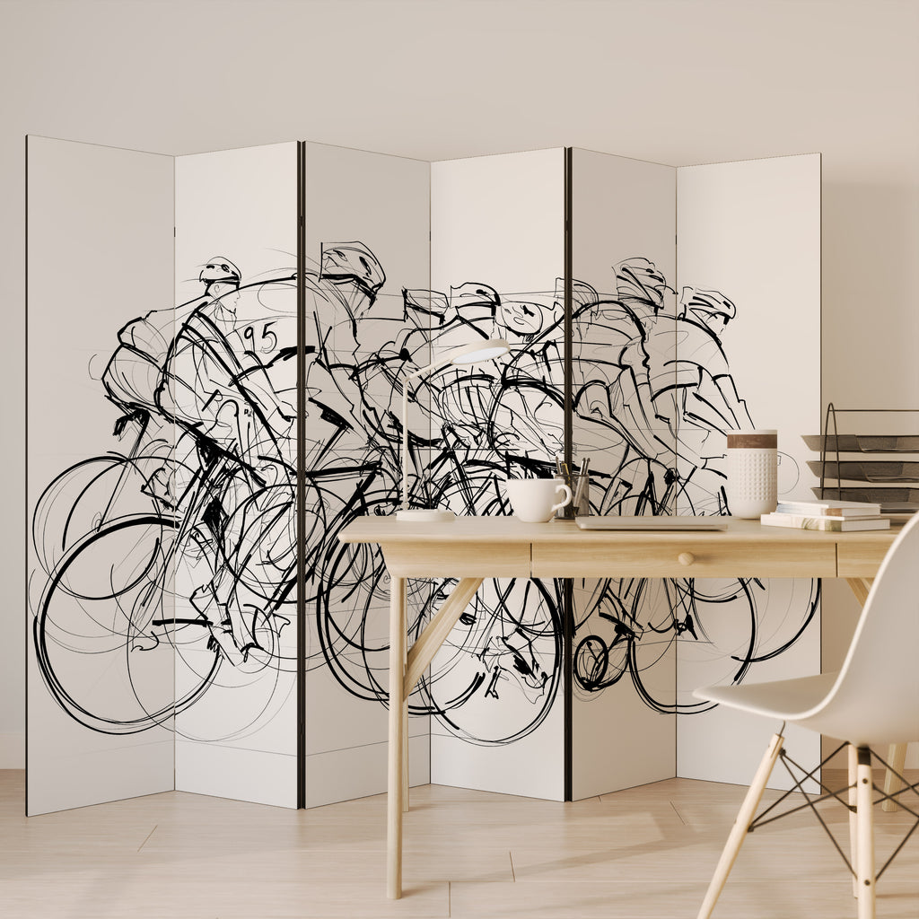 Biombo decorativo de 6 paneles COMPETICIÓN DE CICLISMO