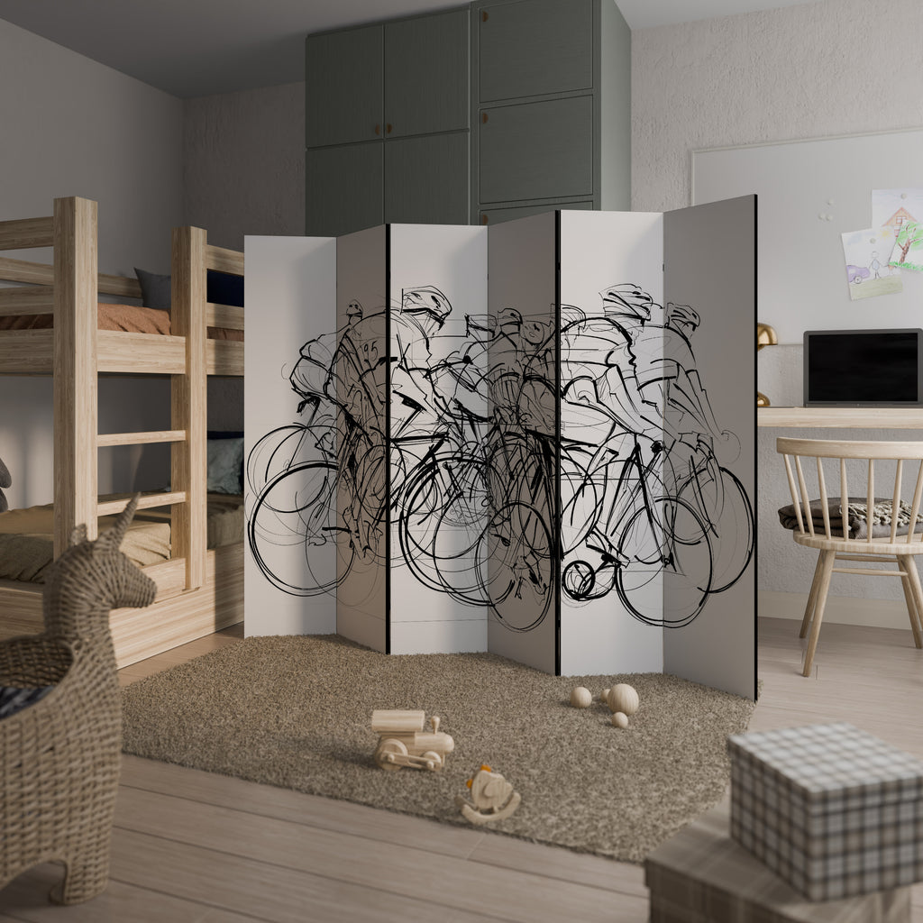 Biombo decorativo de 6 paneles COMPETICIÓN DE CICLISMO