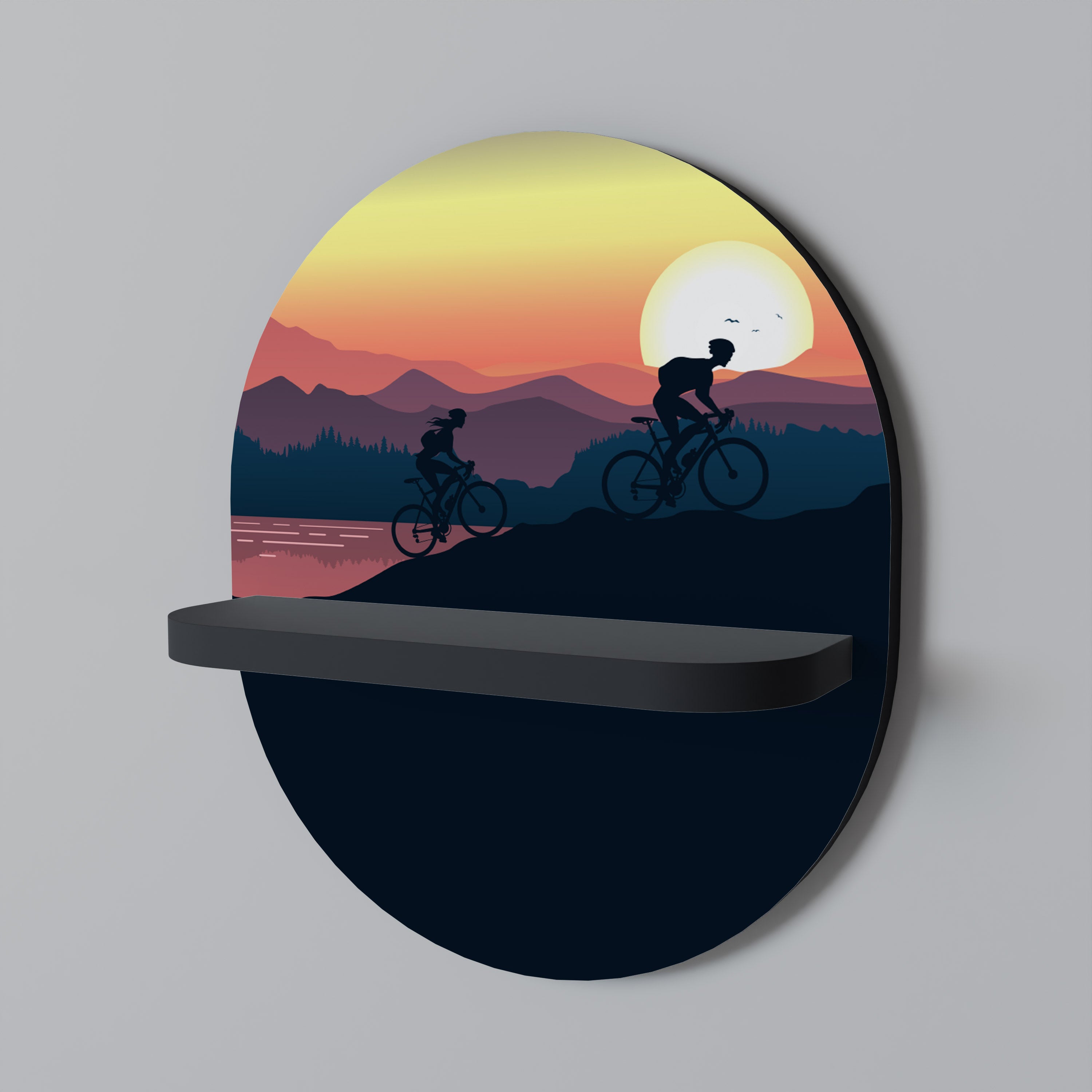 Estantería de arte ovalada CYCLING HORIZON con acabado negro