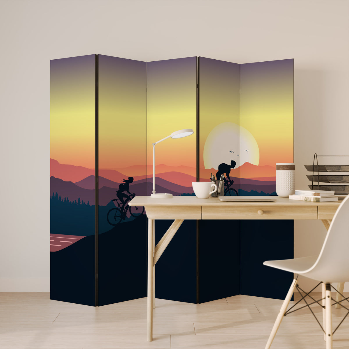 CYCLING HORIZON Biombo de 5 paneles