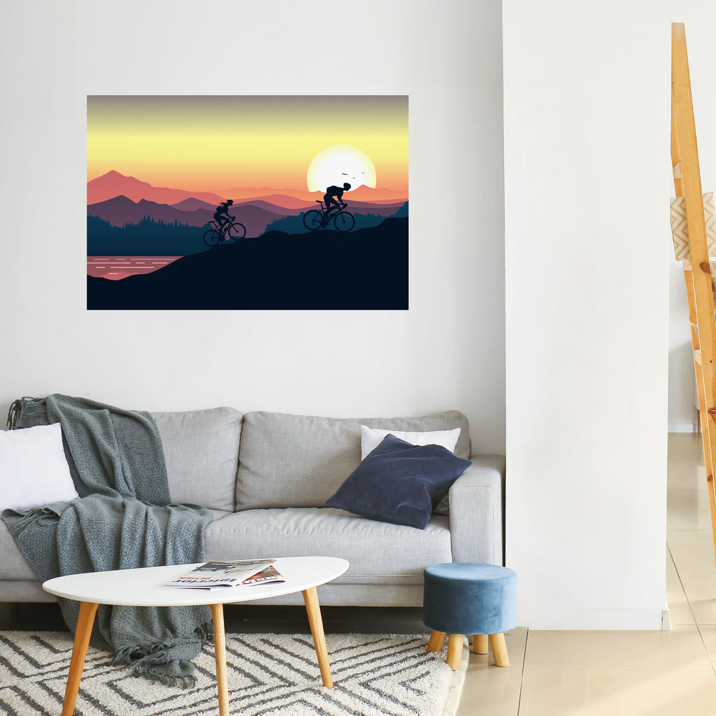 CYCLING HORIZON Peel and Stick Horizontal Poster