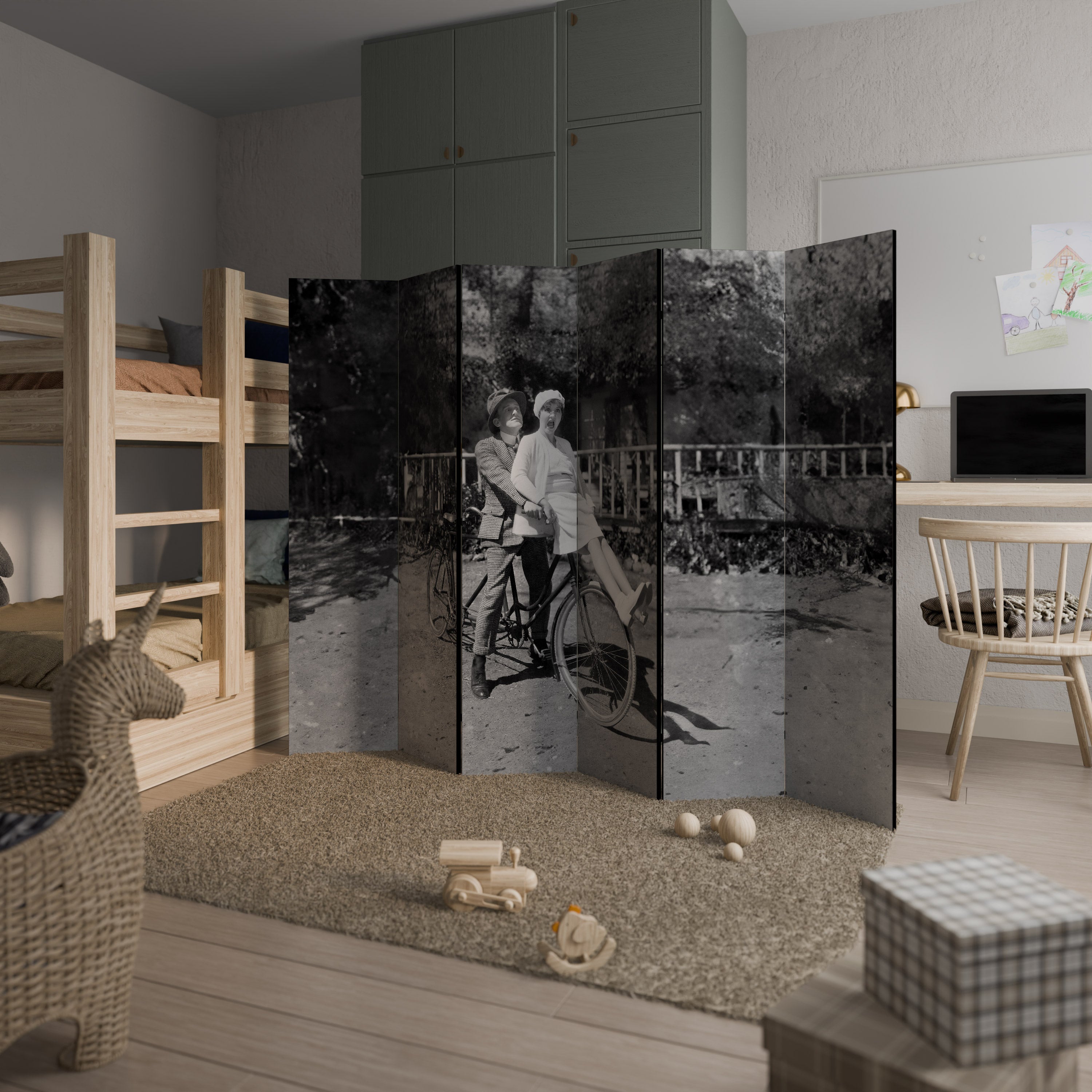 RIDING THROUGH TIME 6-Panel Room Divider