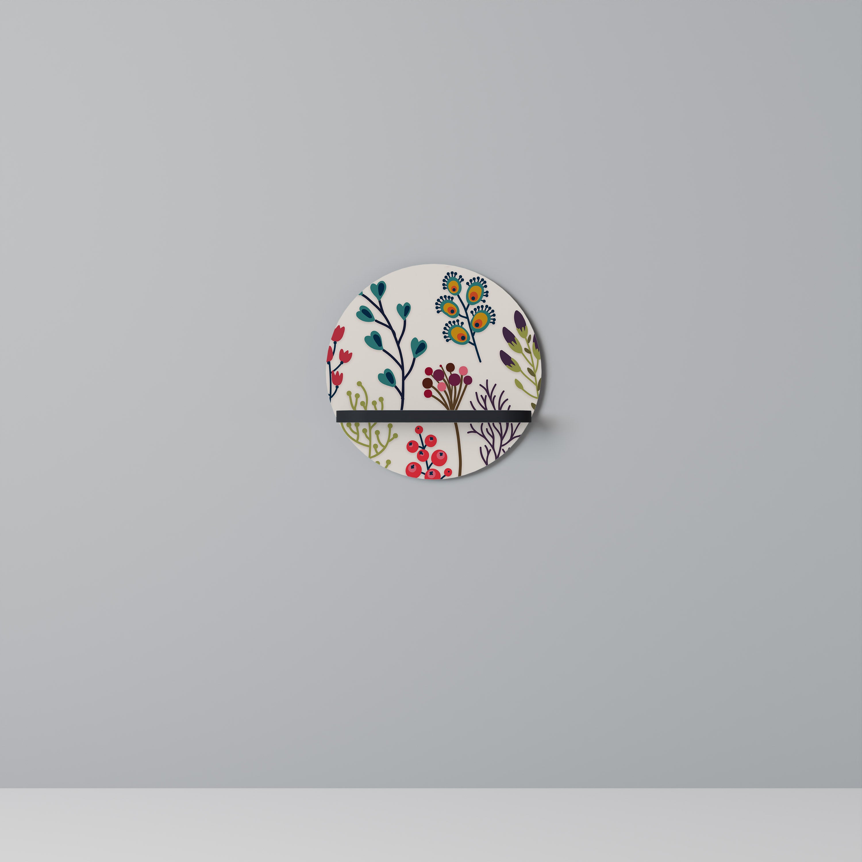 AUTUMN SUNDRIES Round Art Shelf In Black Finish