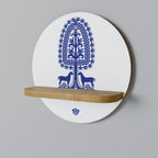 POLISH FOLK ART Estante Redondo Decorativo en Efecto Roble