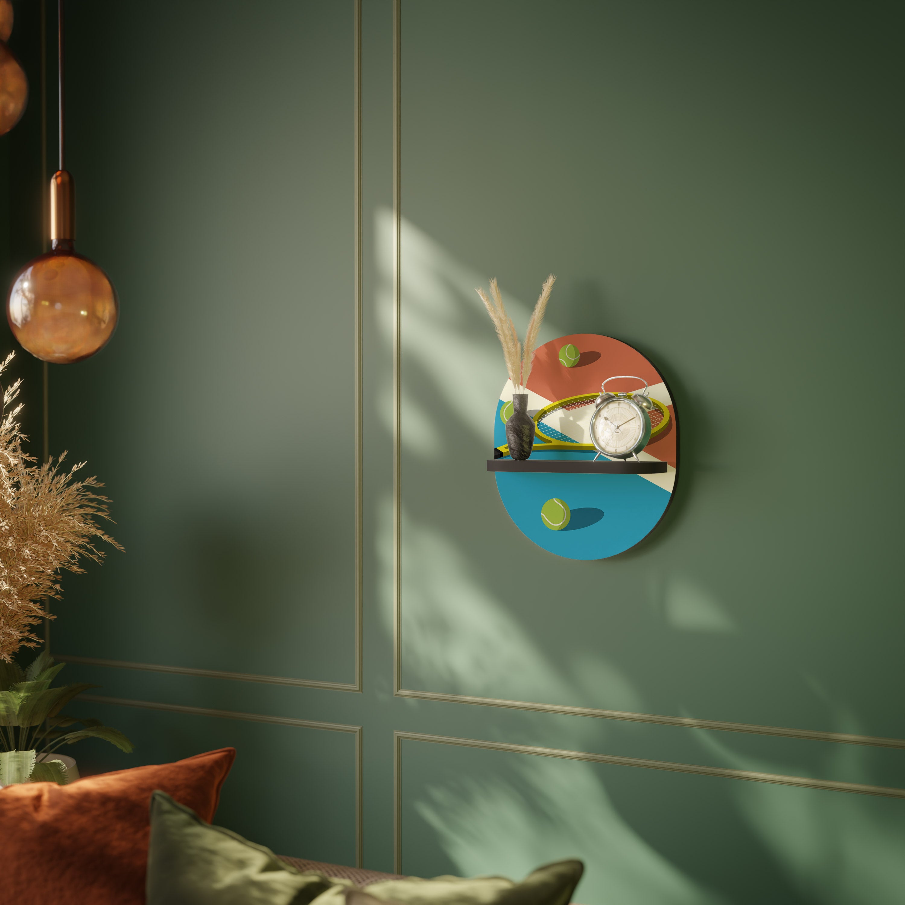 Estantería de arte ovalada con acabado negro de TENNIS ESSENTIALS