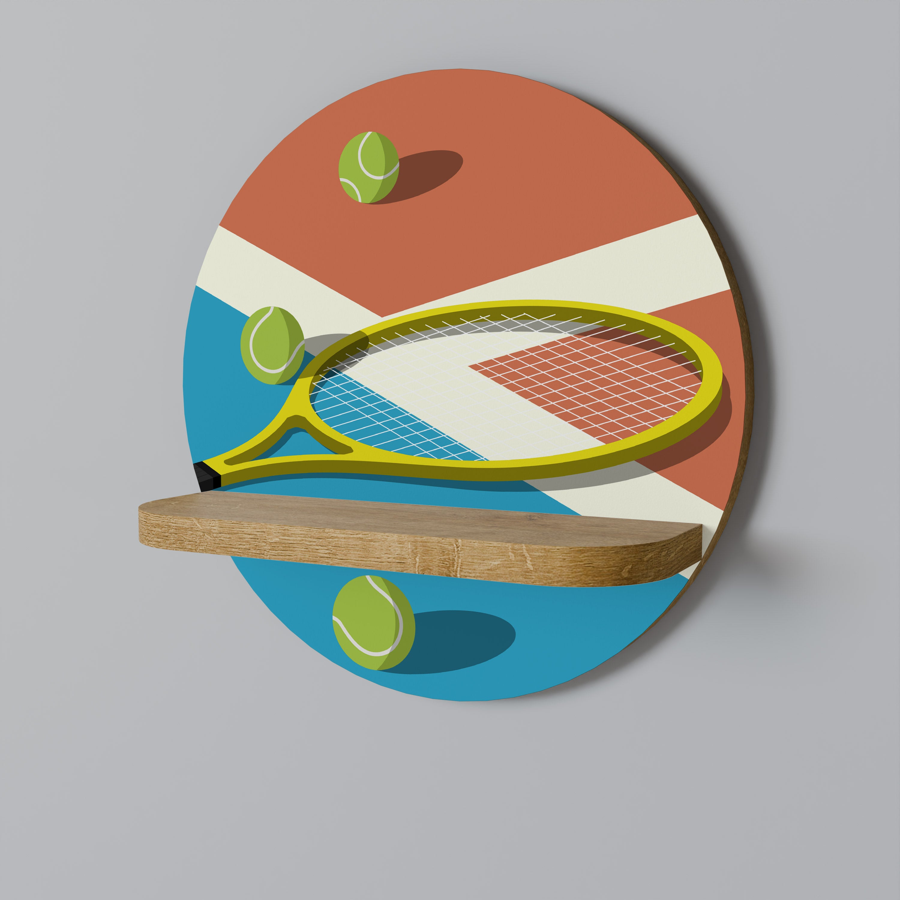 Estantería de arte redonda con efecto roble TENNIS ESSENTIALS
