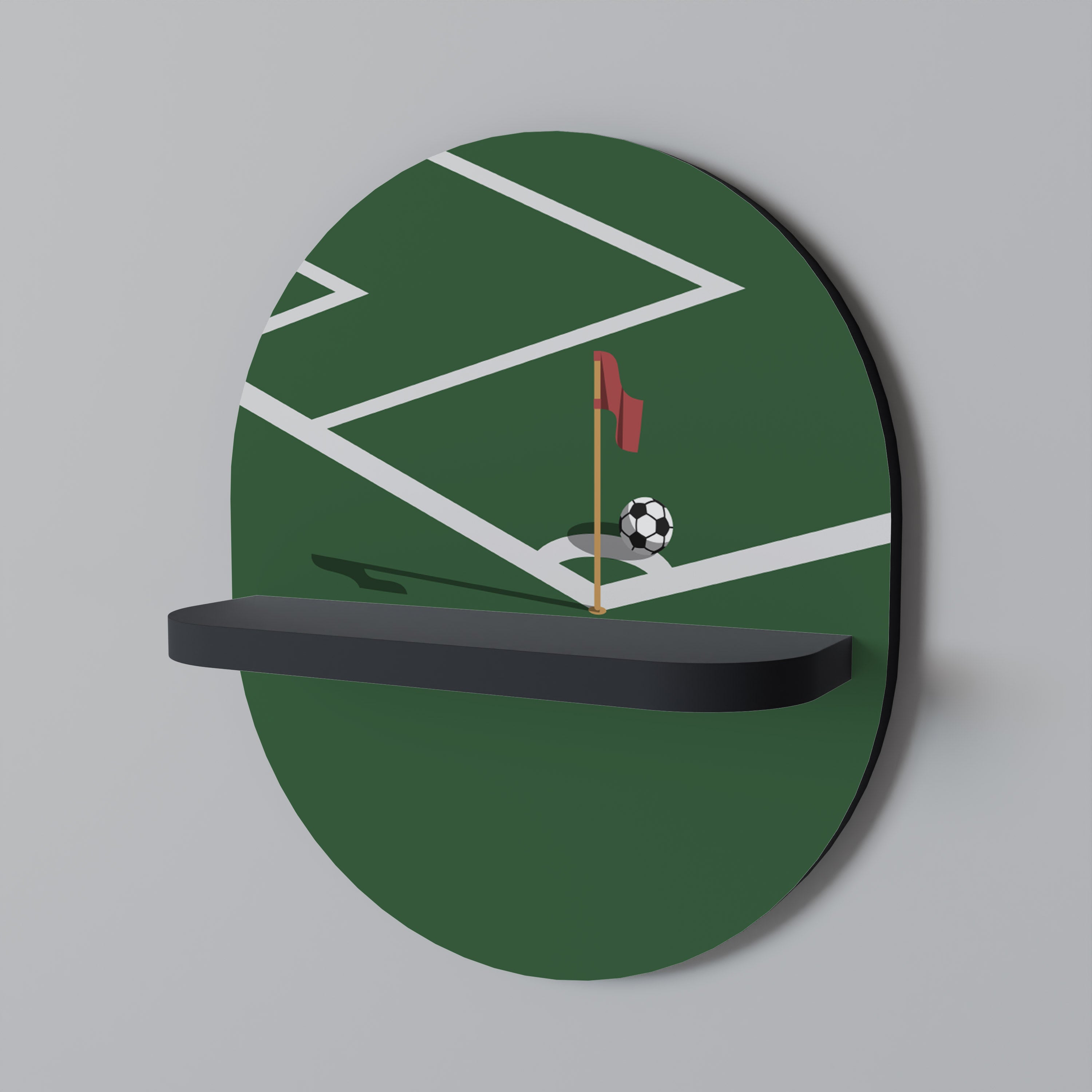 Estantería de arte ovalada FOOTBALL ACTION con acabado negro