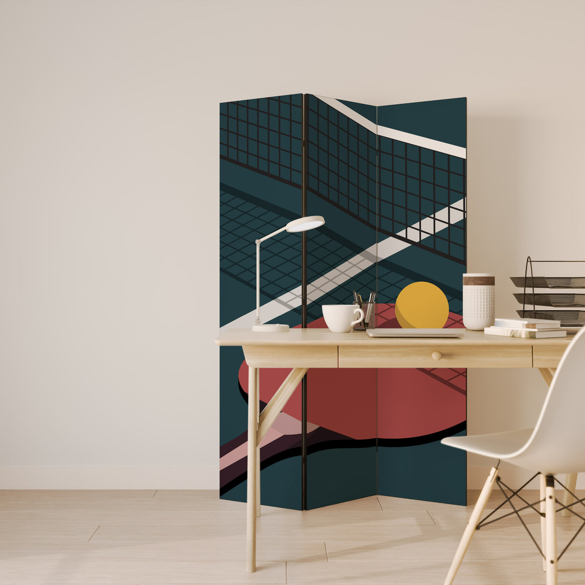 PING- PONG GAME Biombo de 3 paneles