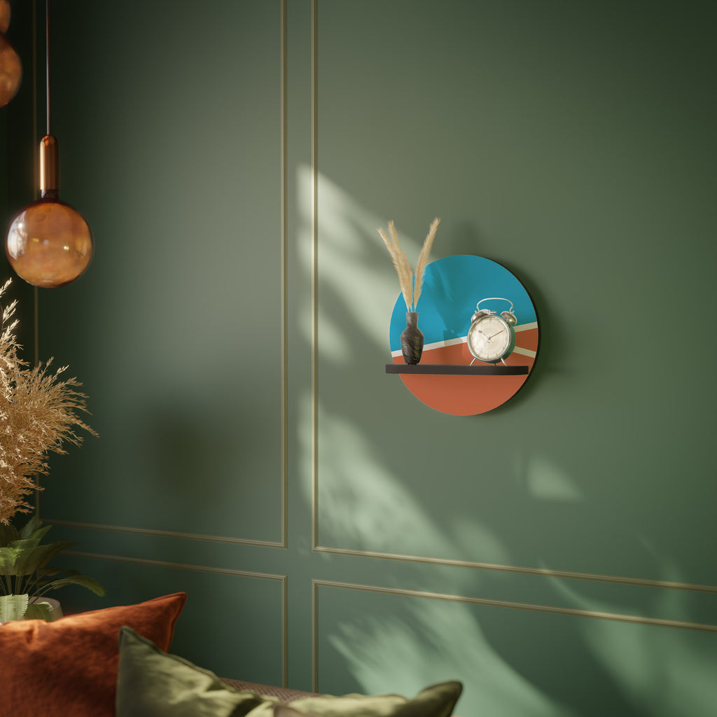 VOLLEYBALL TIME Round Art Shelf In Black Finish